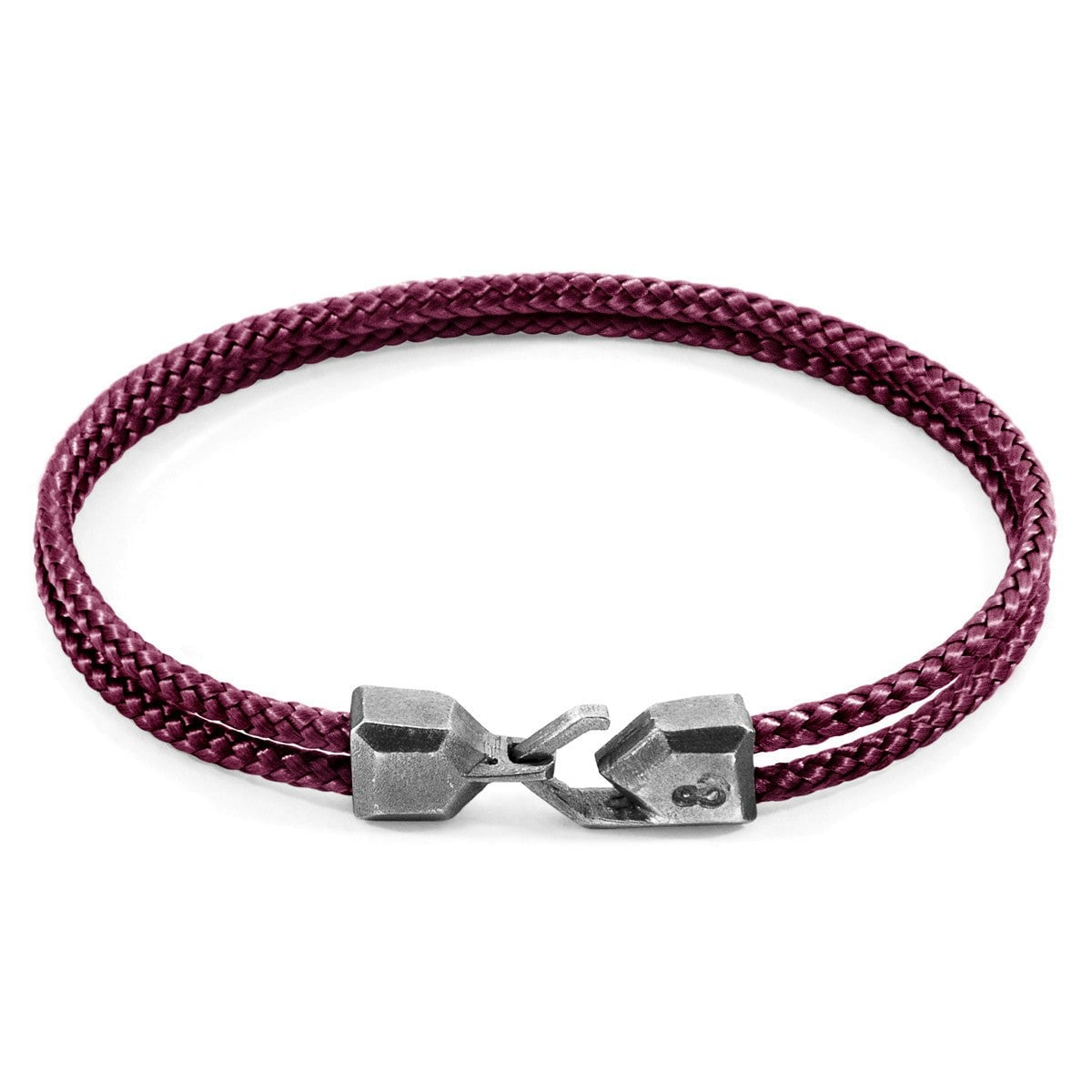 Anchor & Crew Purple/Silver Aubergine Cromer And Rope Bracelet - S - 19Cm
