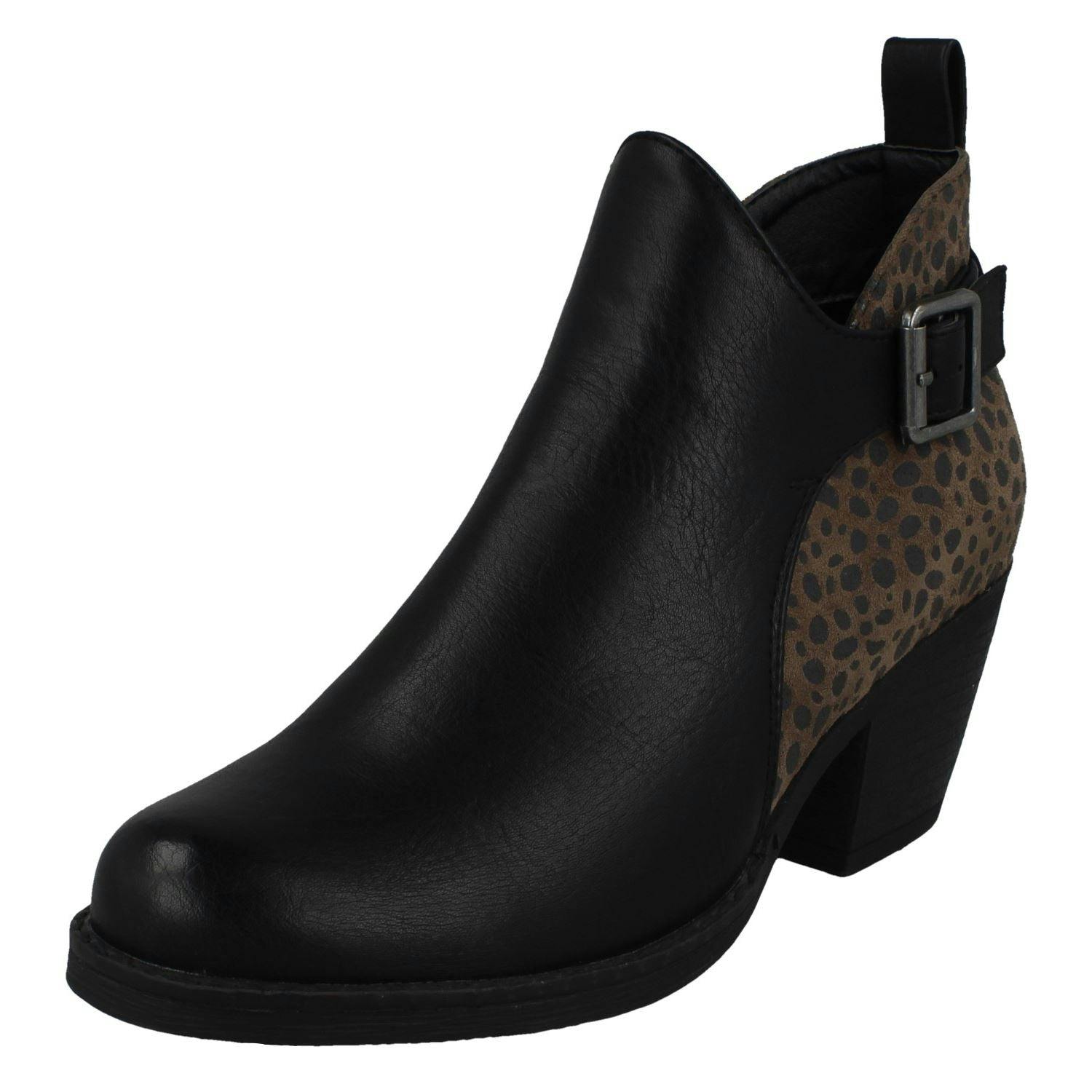 Spot On Women's Black Ankle Boots F51011 - Uk 3