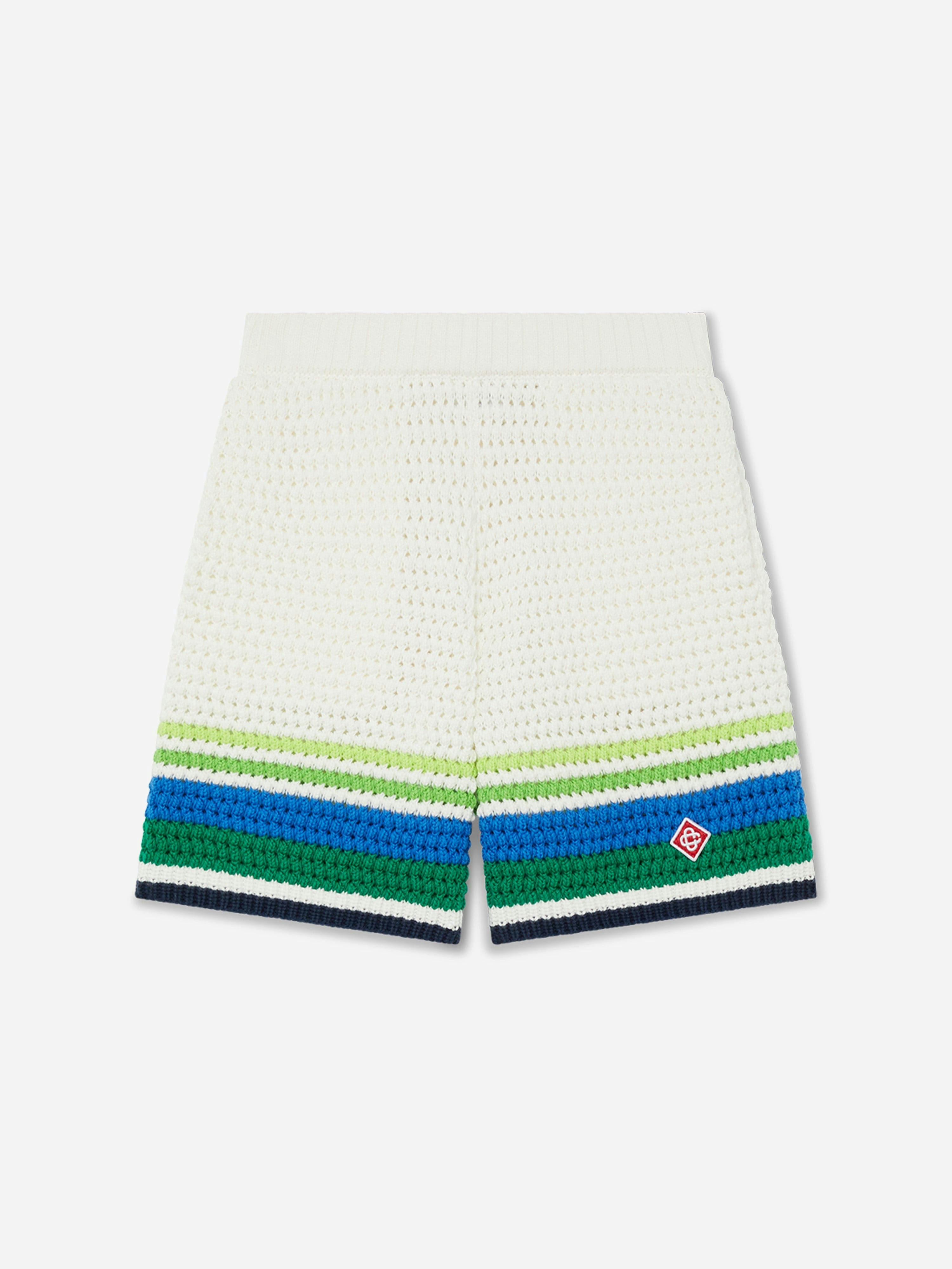 Casablanca Boys White Stripe Knit Shorts In - 3 - 4 Yrs