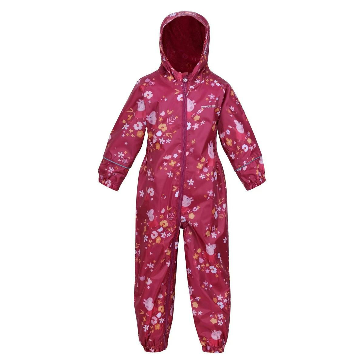 Regatta Pink Childrens/Kids Pobble Peppa Pig Puddle Suit - Berry /Autumn - 4-5 Years - Berry /Autumn - 100% Polyester