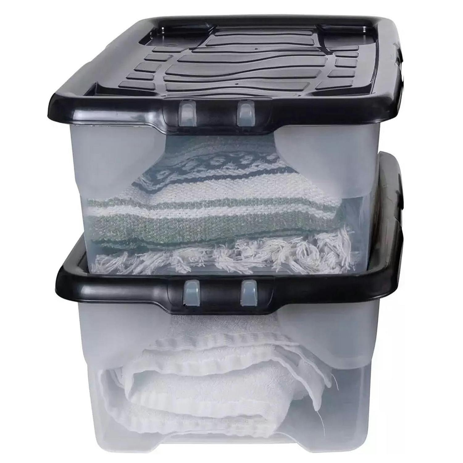 Rackhams Black 2 Pack 30L Underbed Storage Boxes With Lids Stackable Storage Boxes - 1 X