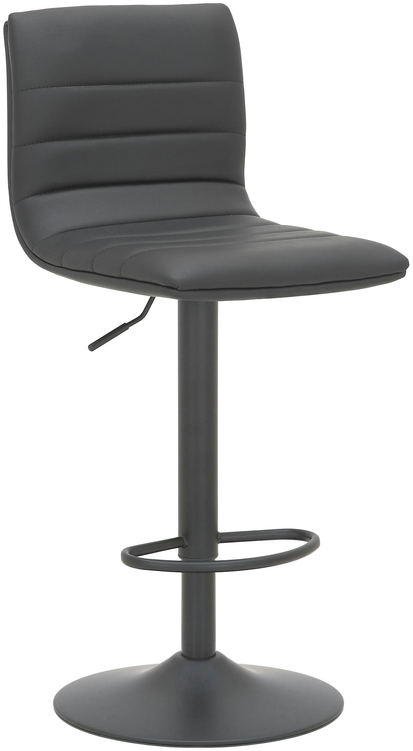 Rackhams Black Aldo Bar Stool - Adjustable Height Kitchen Stool With Faux Leather Seat