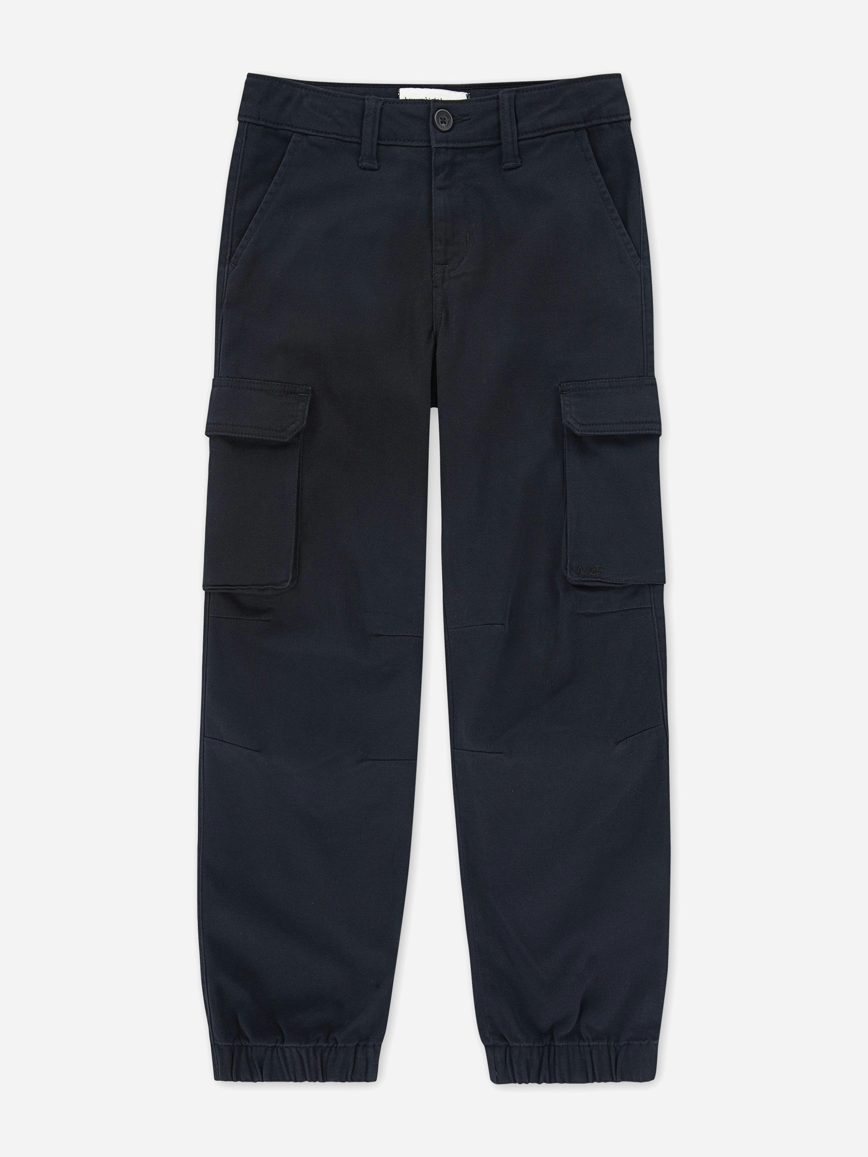 Abercrombie & Fitch Girls Black Elevated Cargo Trousers In - 15 - 16 Yrs