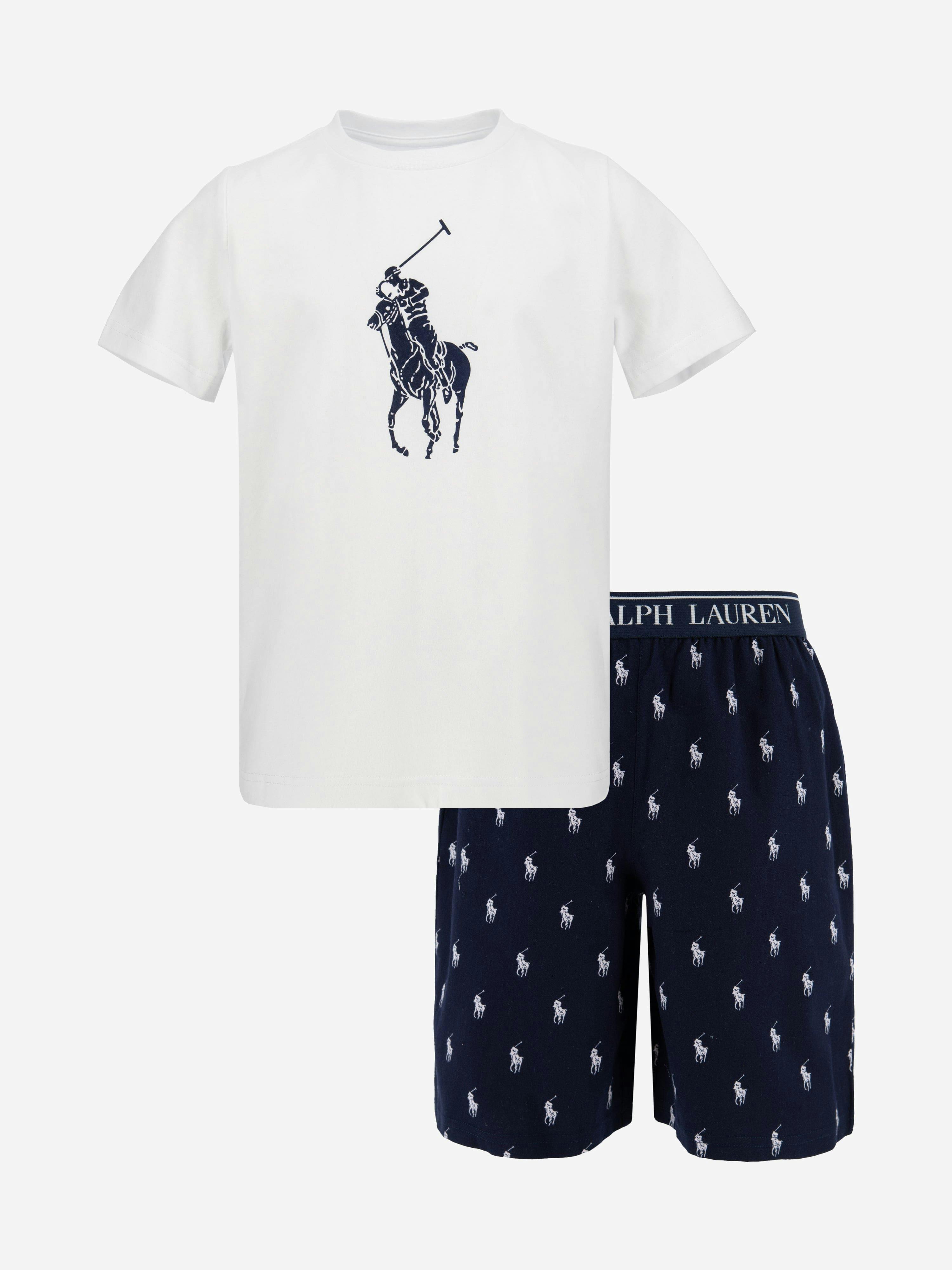Ralph Lauren Kids Boys Blue Ralph Lauren T-Shirt And Shorts Pyjama Set In Navy - 10 Yrs