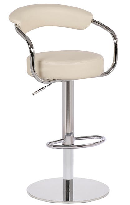 Lamboro Cream Zenith Deluxe Kitchen Bar Stool, Footrest, Height Adjustable Swivel Gas Lift, Home Bar & Breakfast Barstool, Faux-Leather,