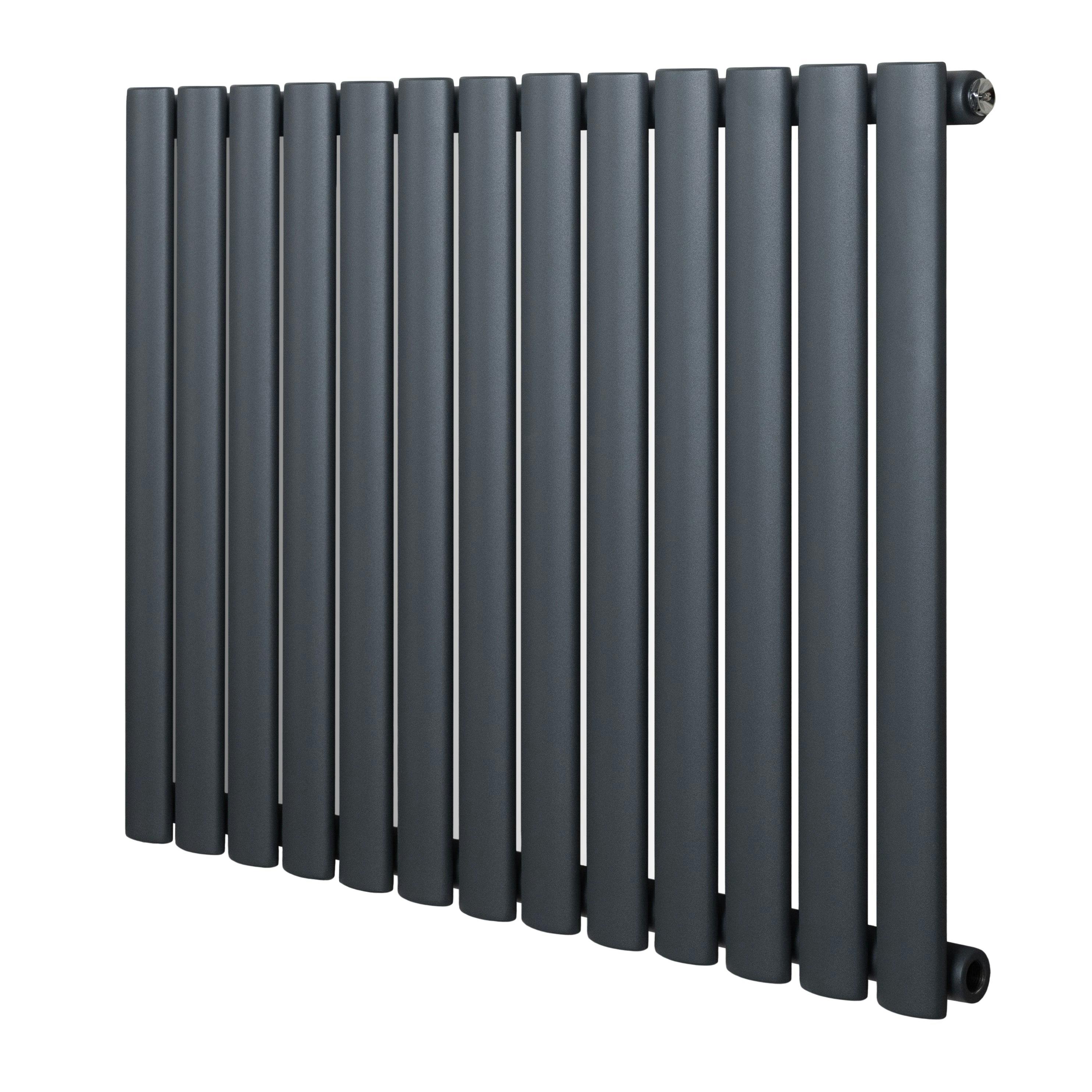 Monstershop Anthracite/Grey Oval Single Column Radiator - 600 X 780Mm