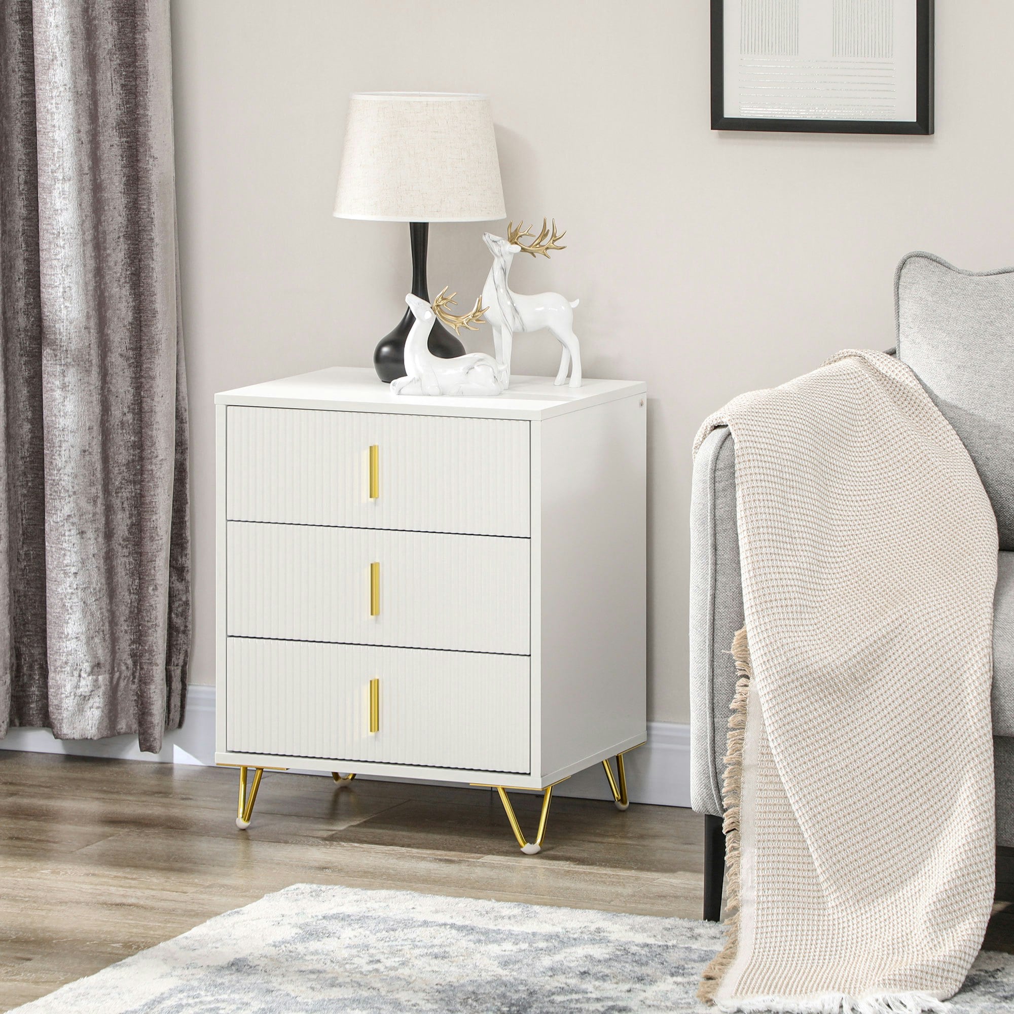 Rackhams White 3 Drawer Dresser, Chest Of Drawers Storage Cabinet, - 3