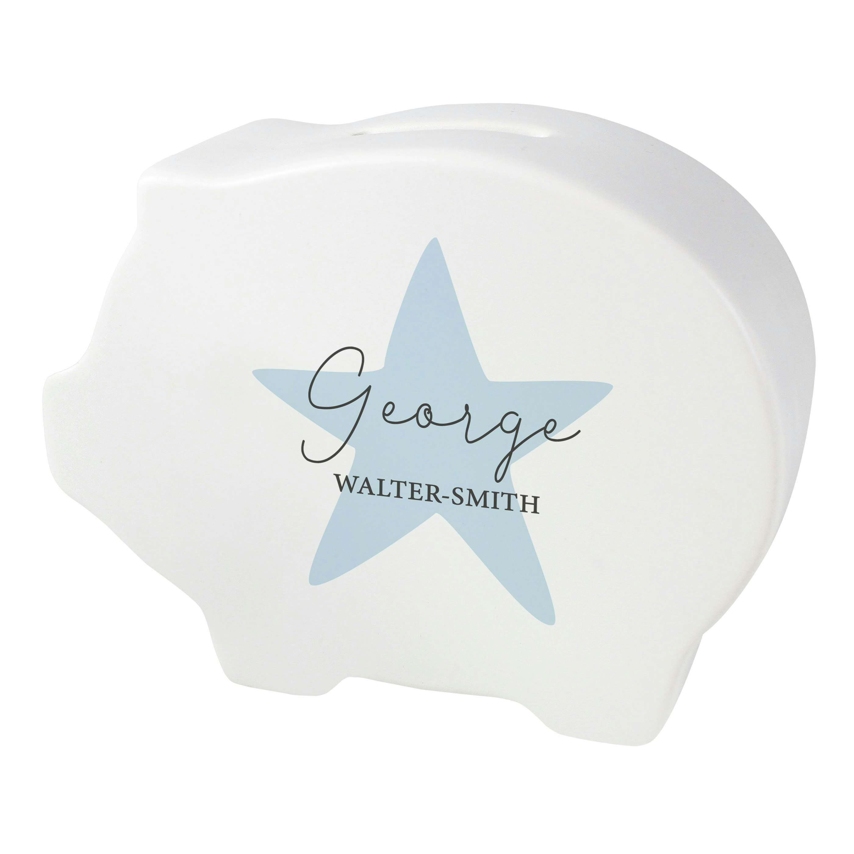 Rackhams Blue Personalised Star Piggy Bank