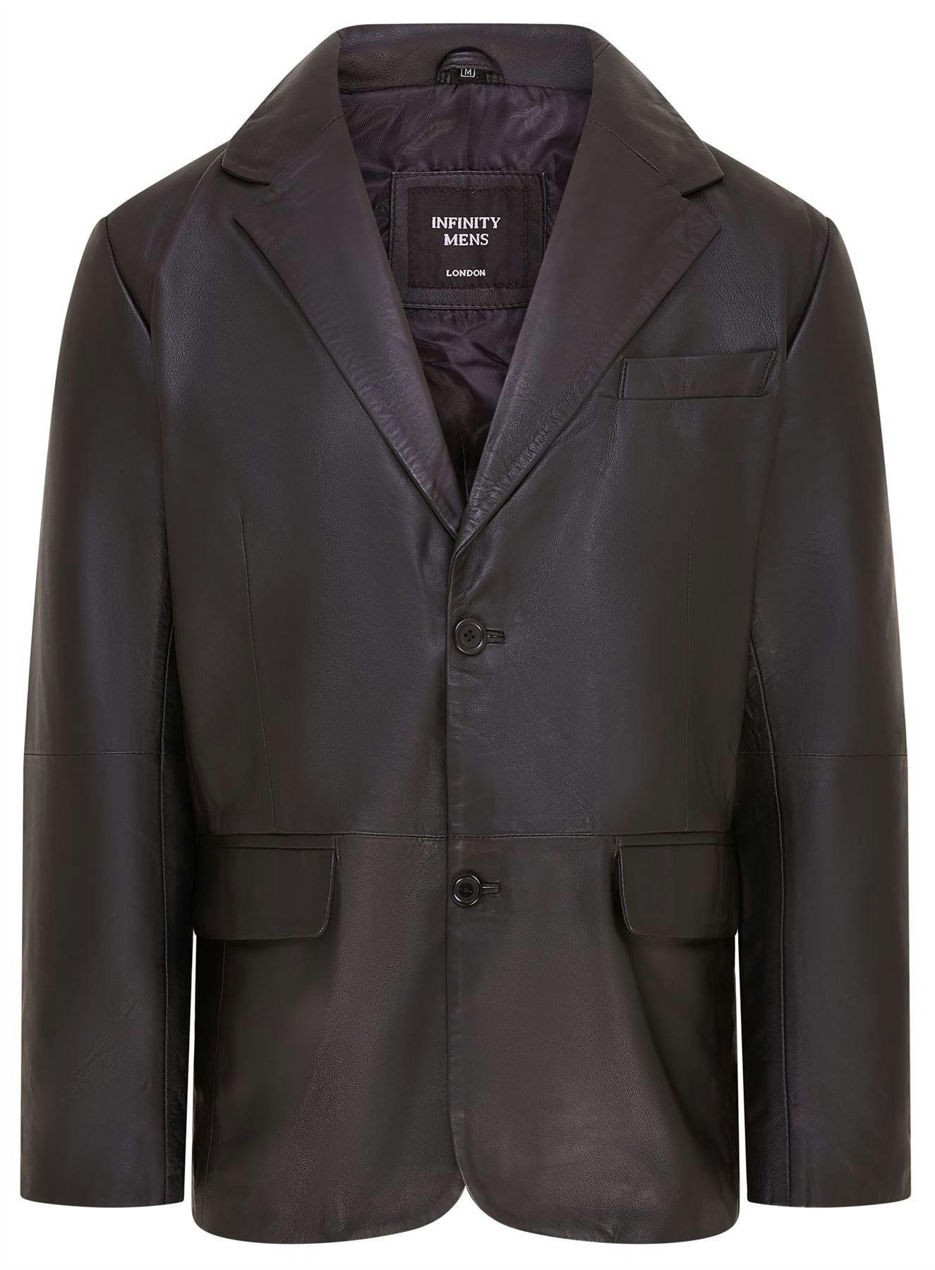 Infinity Leather Men's Black ’S 2 Button Leather Blazer Jacket - Bergen - Uk Xl | Eu 52 | Us 42 - Image 2
