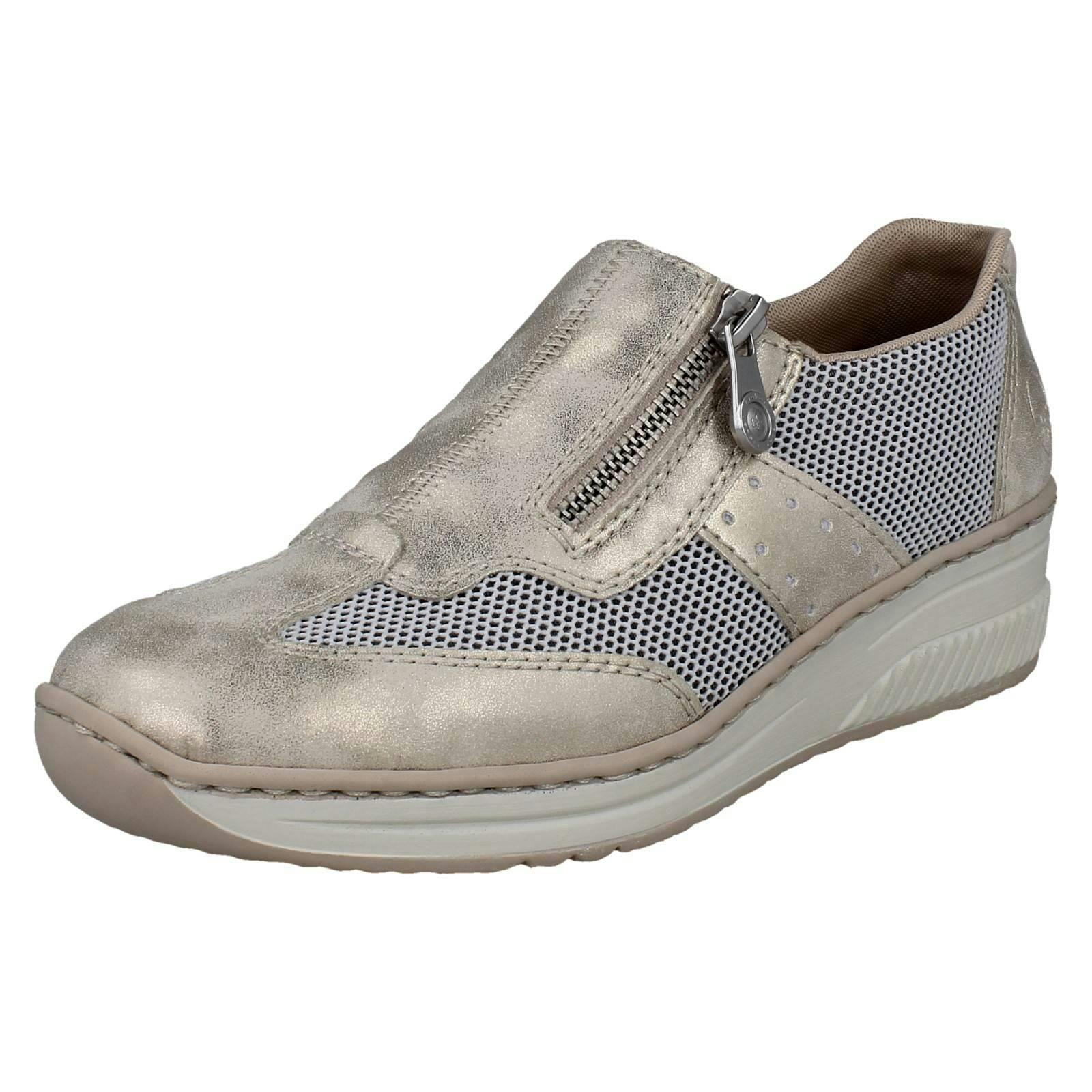Rieker Women's Beige Wedge Sole Casual Shoes 48760 - Uk 6.5