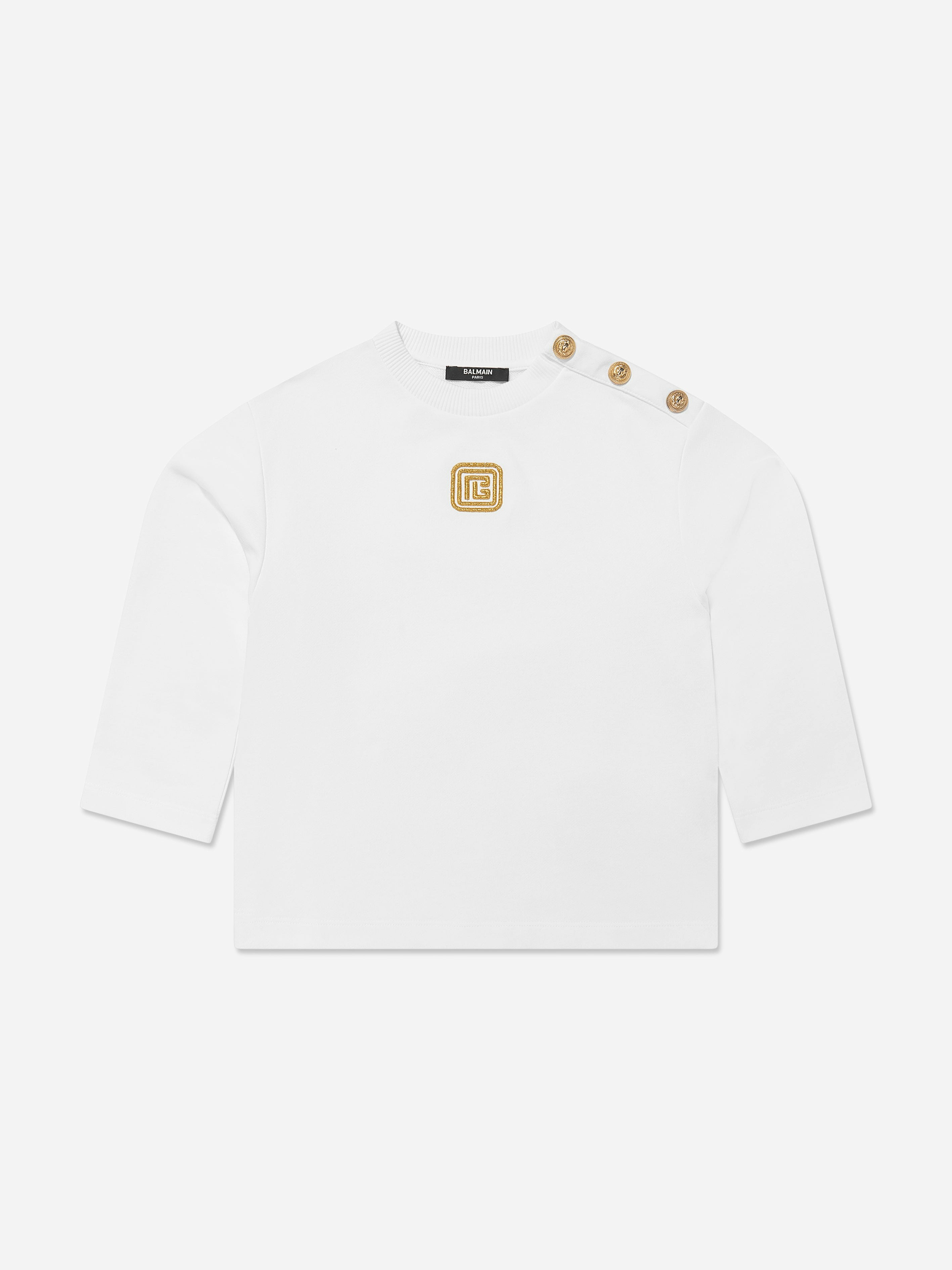 Balmain Boys White Kids Logo Sweatshirt In - 8 Yrs