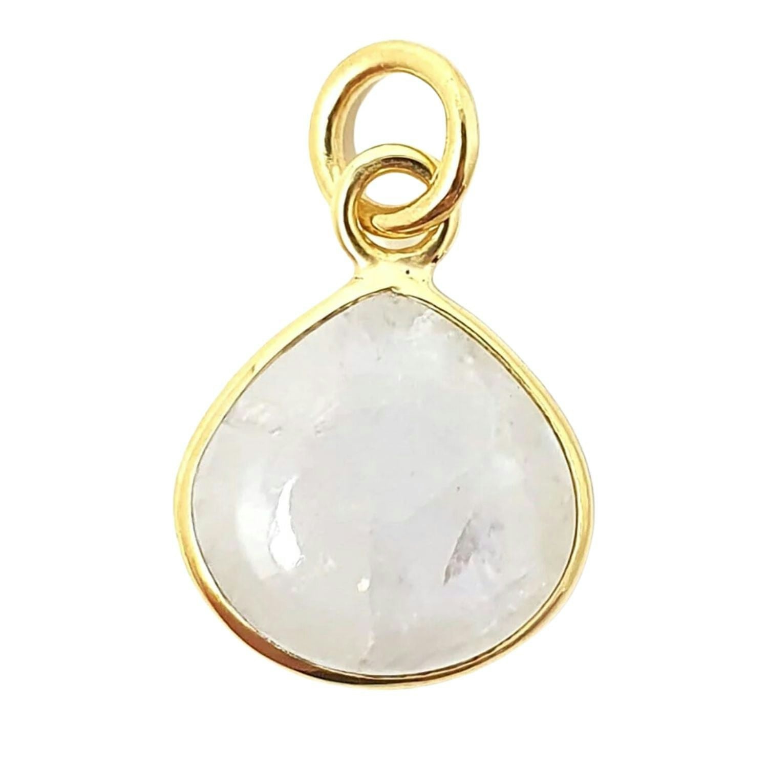 Harfi Women's Gold 18Ct Vermeil Round Moonstone June Birthstone Bezel Pendant