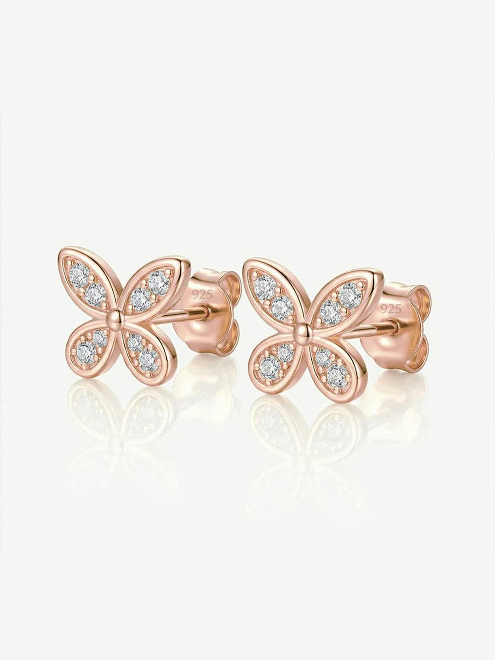 Muchv Gold/Silver Small Butterfly Stud Earrings In 18K Or - Rose - Rose