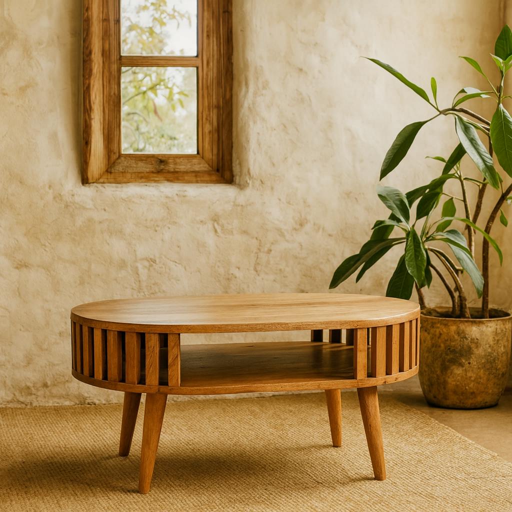 Wyld Haus Light Kaunakakai Slatted Mango Wood Coffee Table