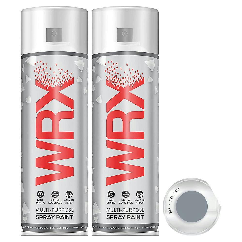 Rackhams Grey 6X Wrx Mid Spray Paint Acrylic 400Ml - Image 3