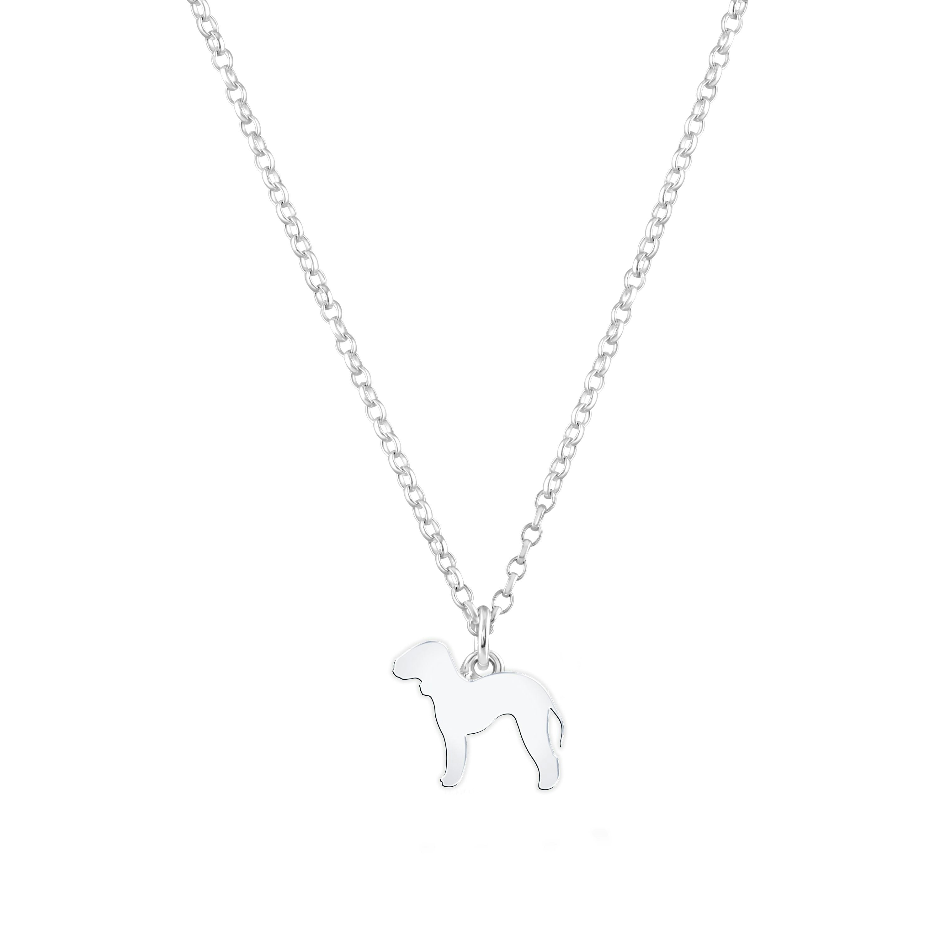 Mylee London Silver Bedlington Terrier Silhouette Necklace - Personalised - Yes