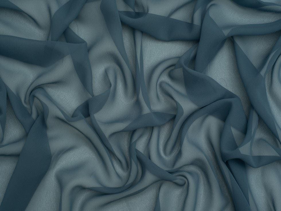 Minerva Core Range Light Minerva Sheer Chiffon Fabric - Plain Design Dressmaking Fabric, 110 Cm / 44" Wide - Per Metre - Airforce