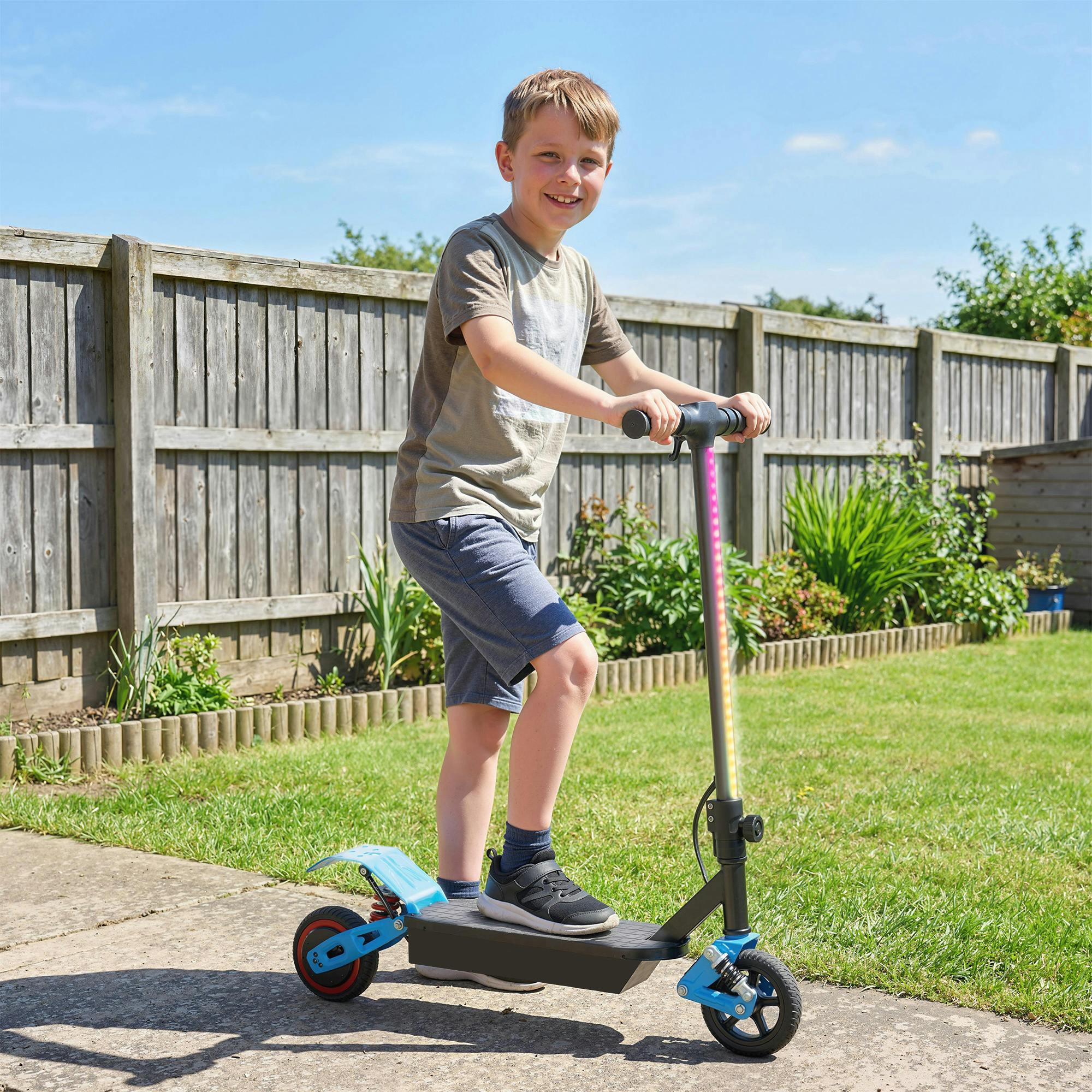 Aiyaplay Blue Electric Scooter For Kids With Lcd Display, Up To 15 Km/H