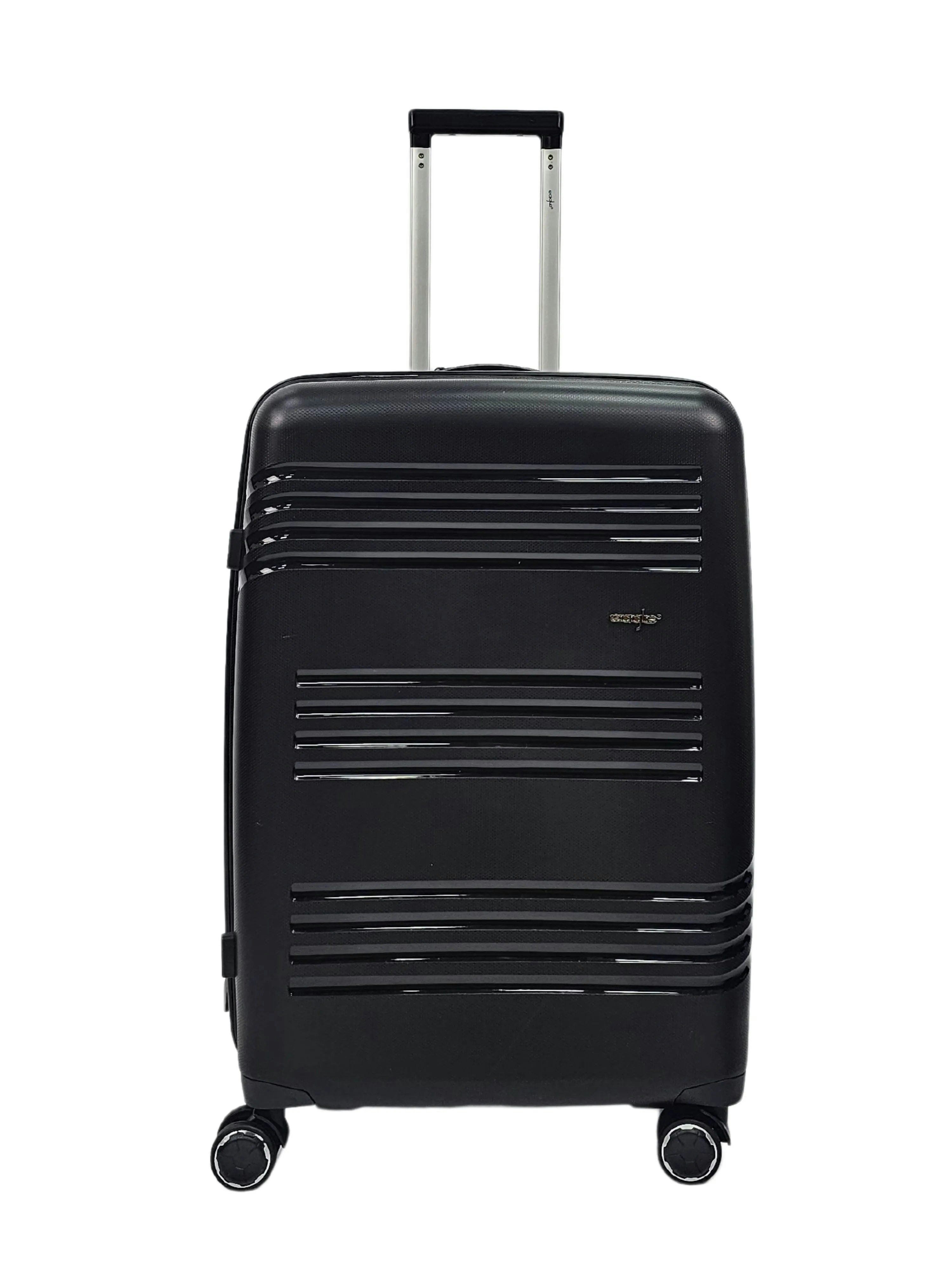 Truclothing Black Hard-Shell 4 Spinner Wheels Suitcase - Medium