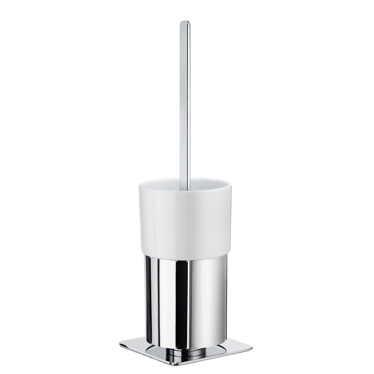 Rackhams Polished Chrome Toilet Brush And Porcelain Holder