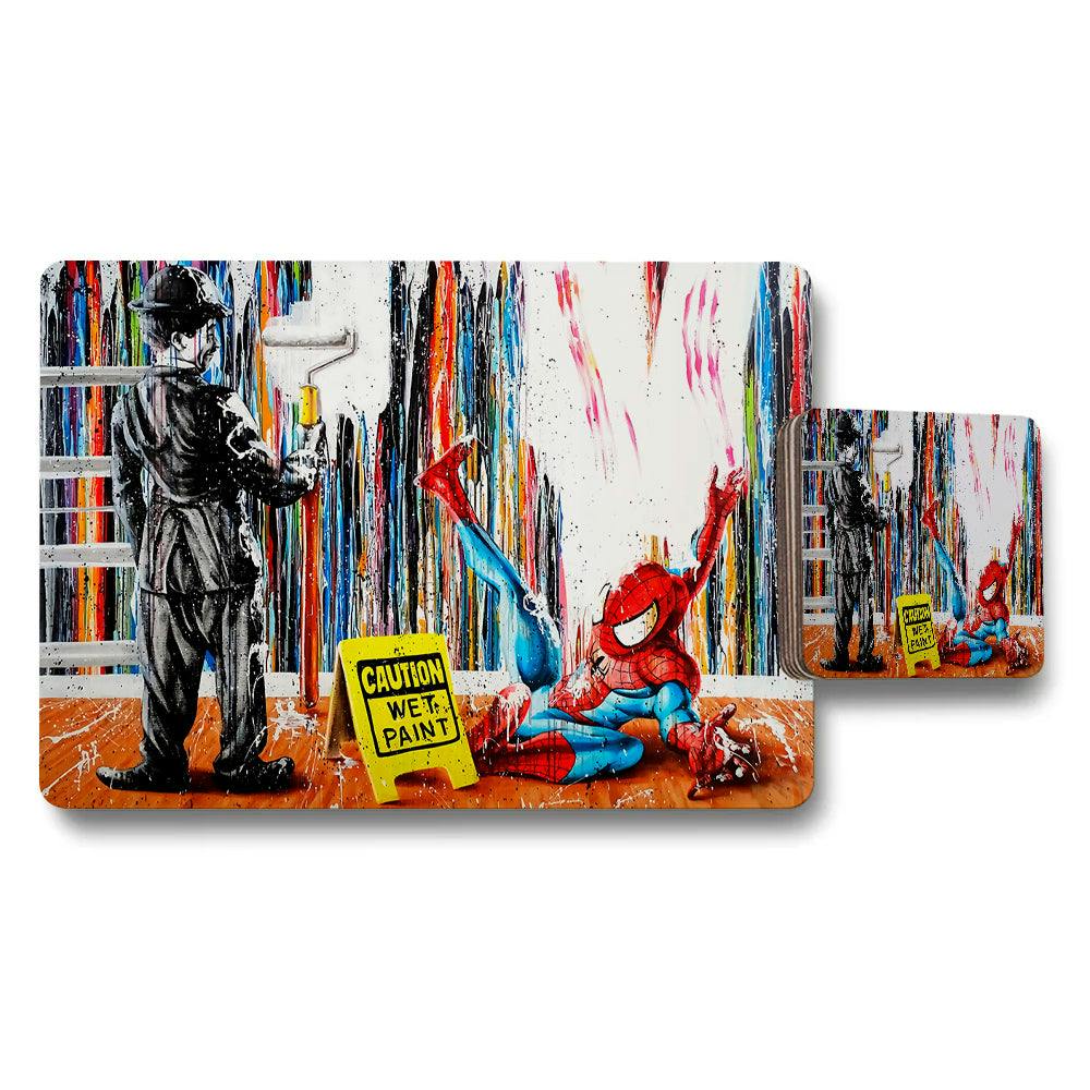 Benjamin Tate Design Spider Man Placemats And Coasters Set With Wet Paint Artwork