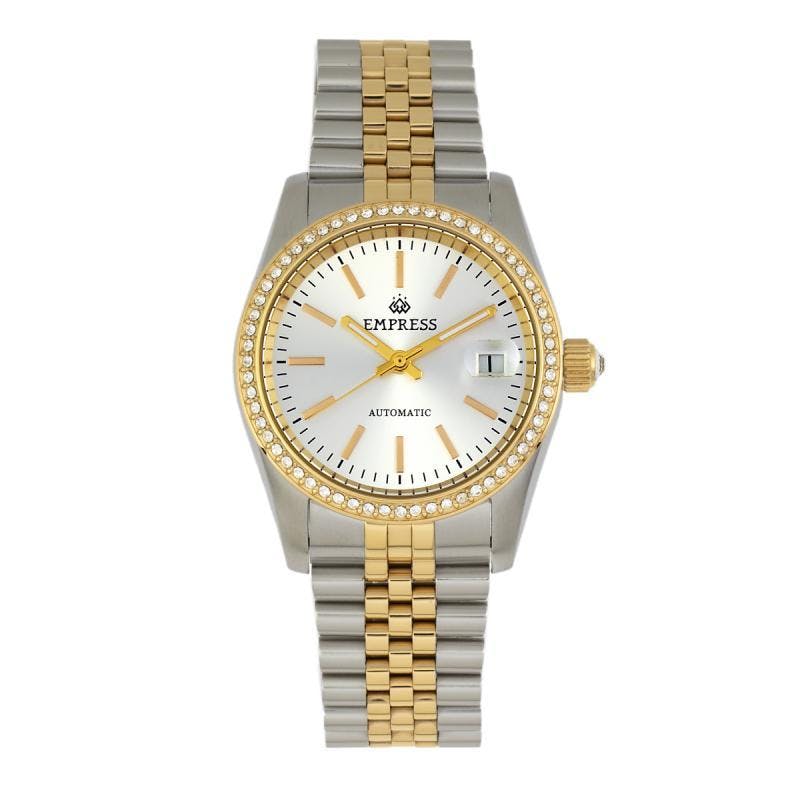 Empress Gold/White Constance Automatic Bracelet Watch W/Date