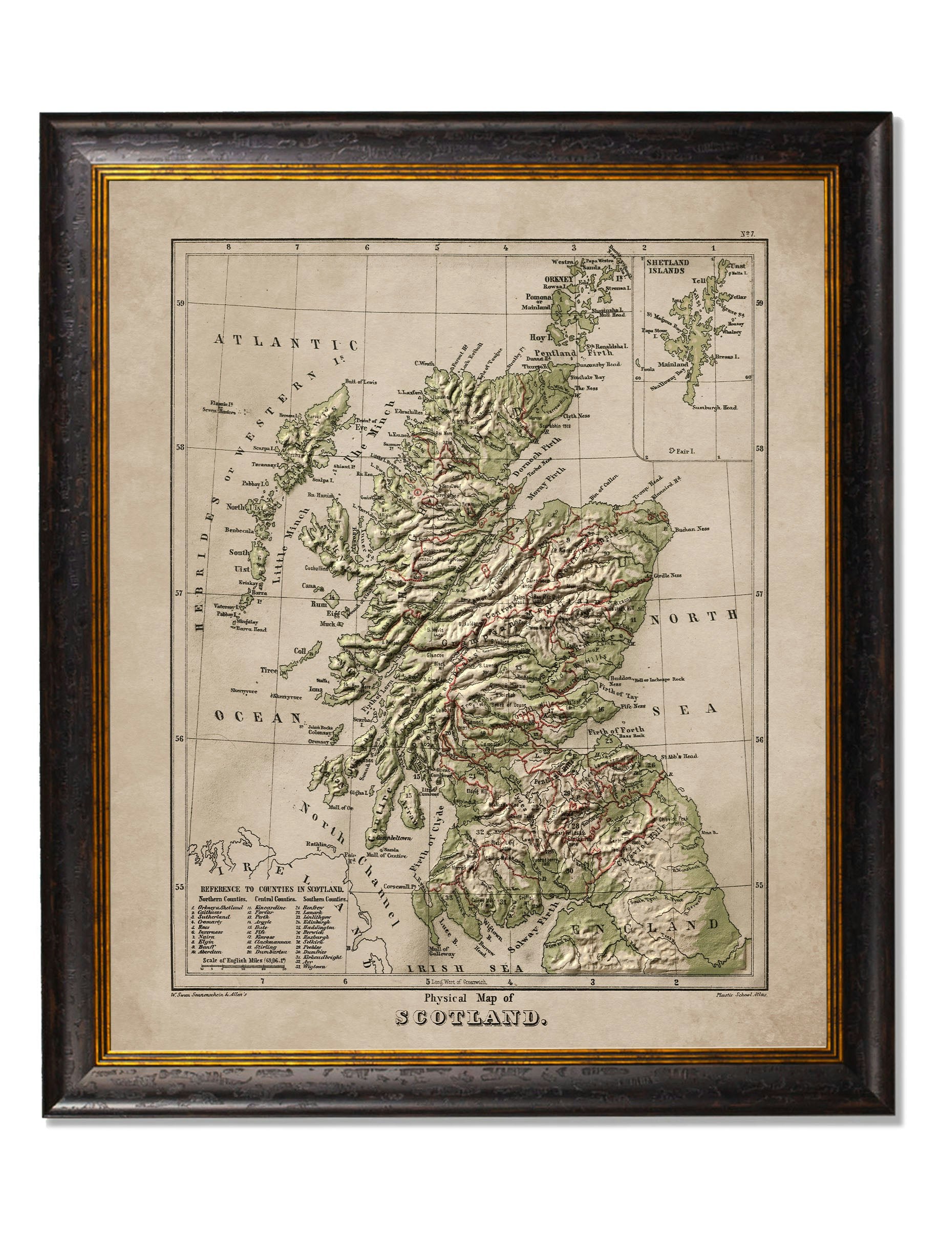 Rackhams Black C.1880 Maps Of The United Kingdom & Ireland - 84 X 70Cm - Scotland