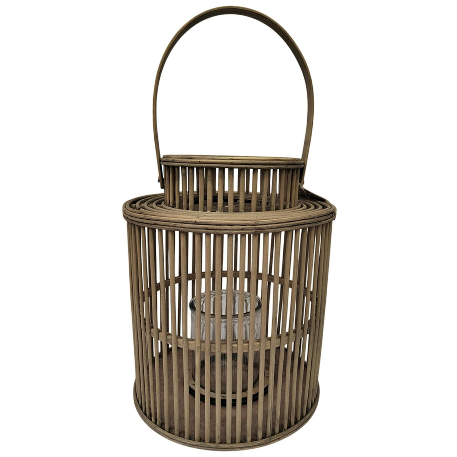 Hill Interiors Brown Wicker Cylinder Lantern - One Size - 100% Mixed