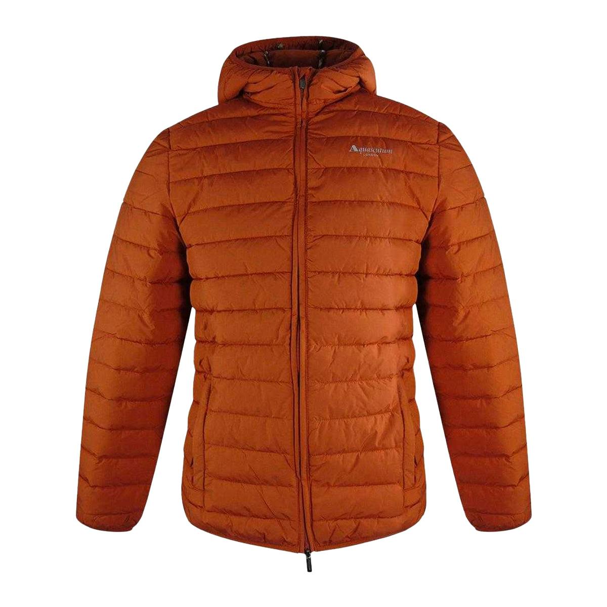 Aquascutum Men's Orange Hooded Active Padded Jacket - Rust - Xxl - Rust - 100% Polyester