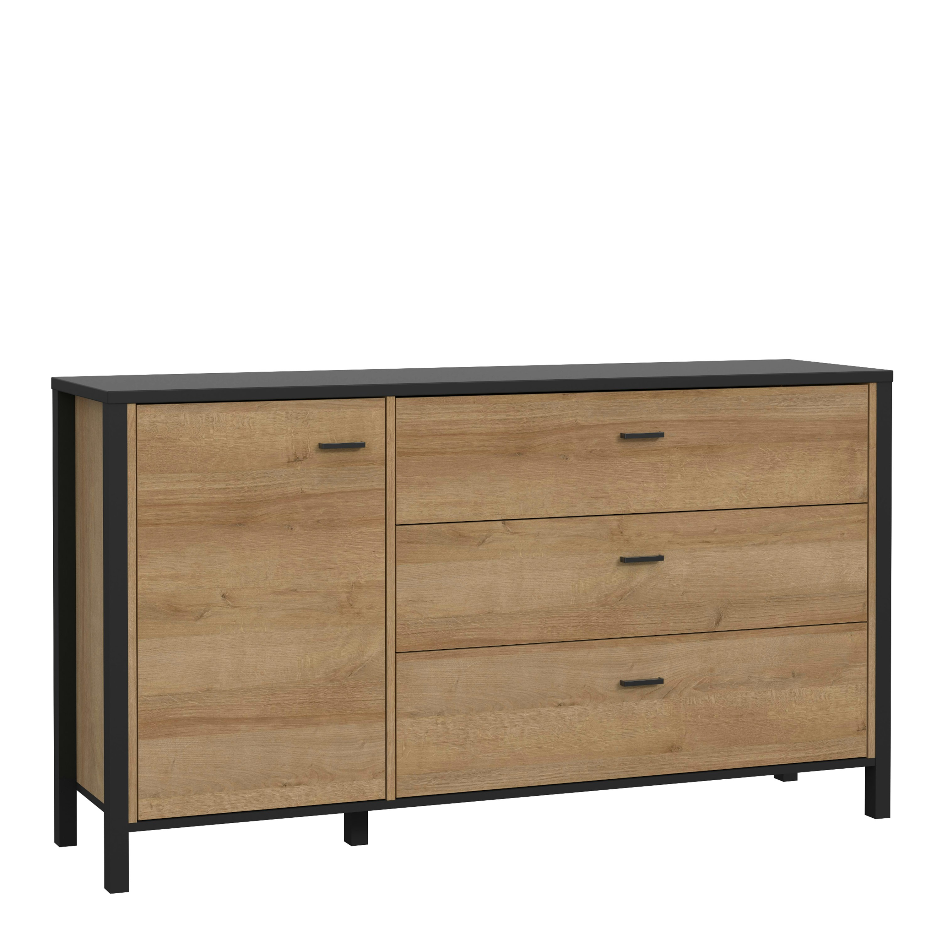 Furniture To Go Black High Rock Sideboard In Matt /Riviera Oak - 151.3 - 1