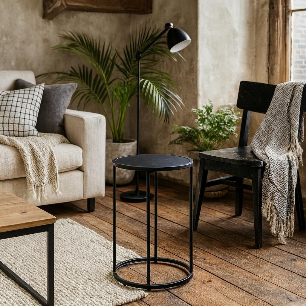 Wyld Haus Black El Paso Metal Small Round Side Table