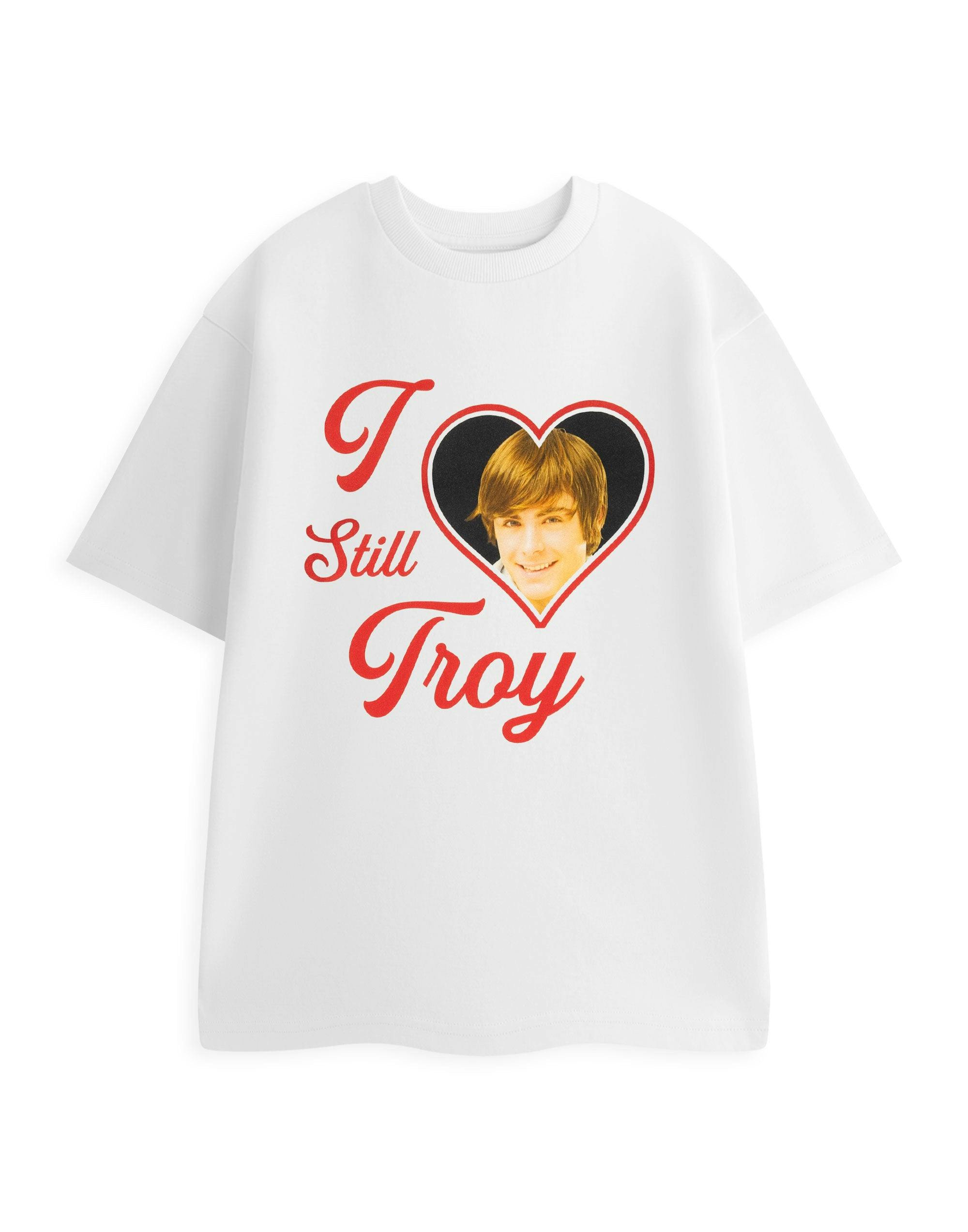 Vanilla Underground Women's White High School Musical I Love Troy Short Sleeved T-Shirt - Large