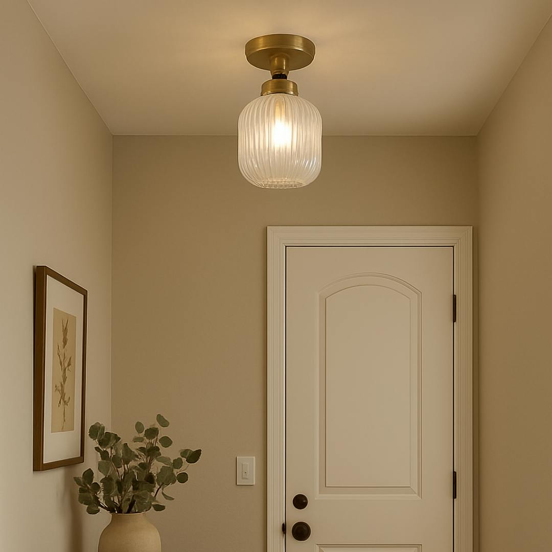 Rackhams Light Riva Antique Brass Semi-Flush Ceiling