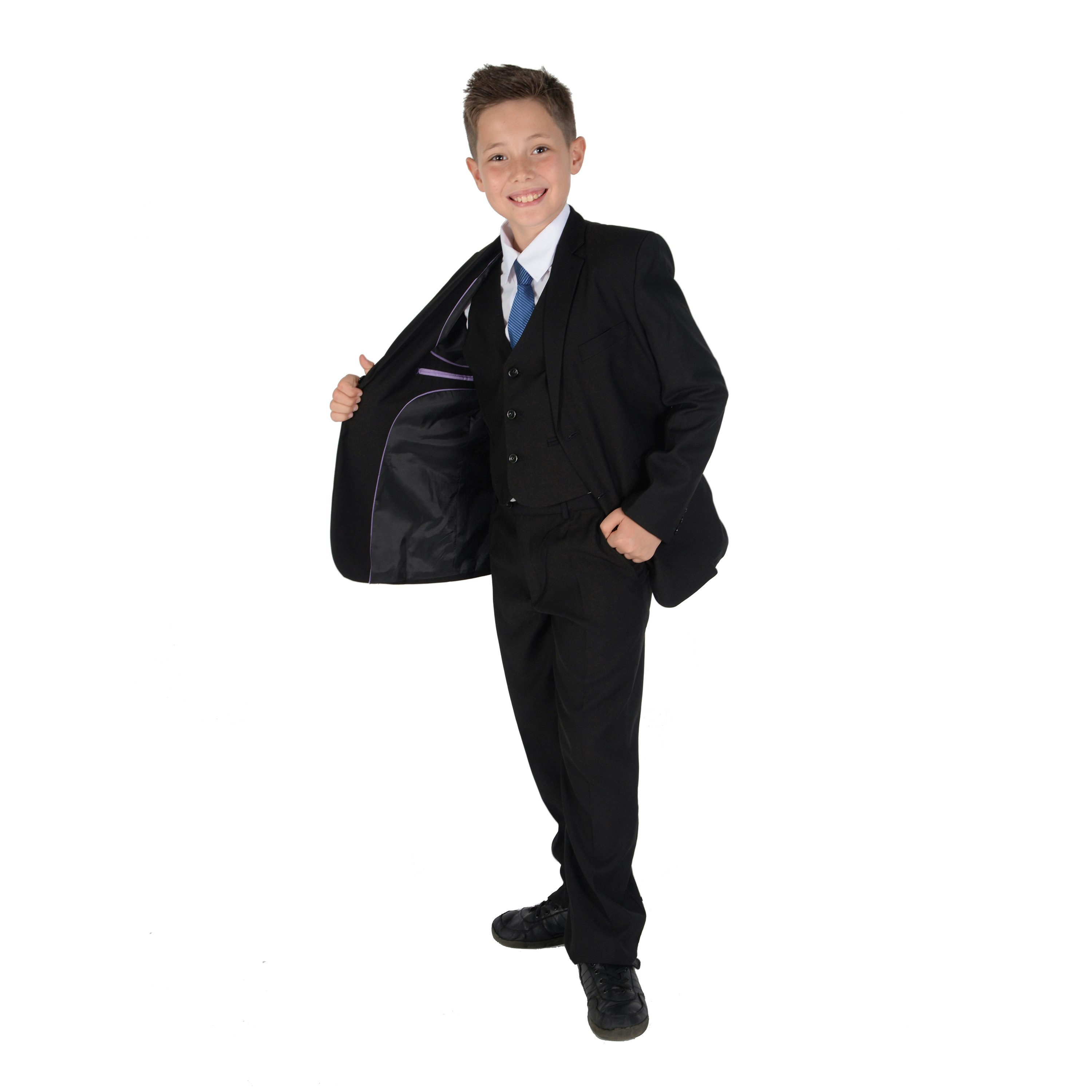 Cinda Boys Black 5 Piece Suits - 8-9 Years