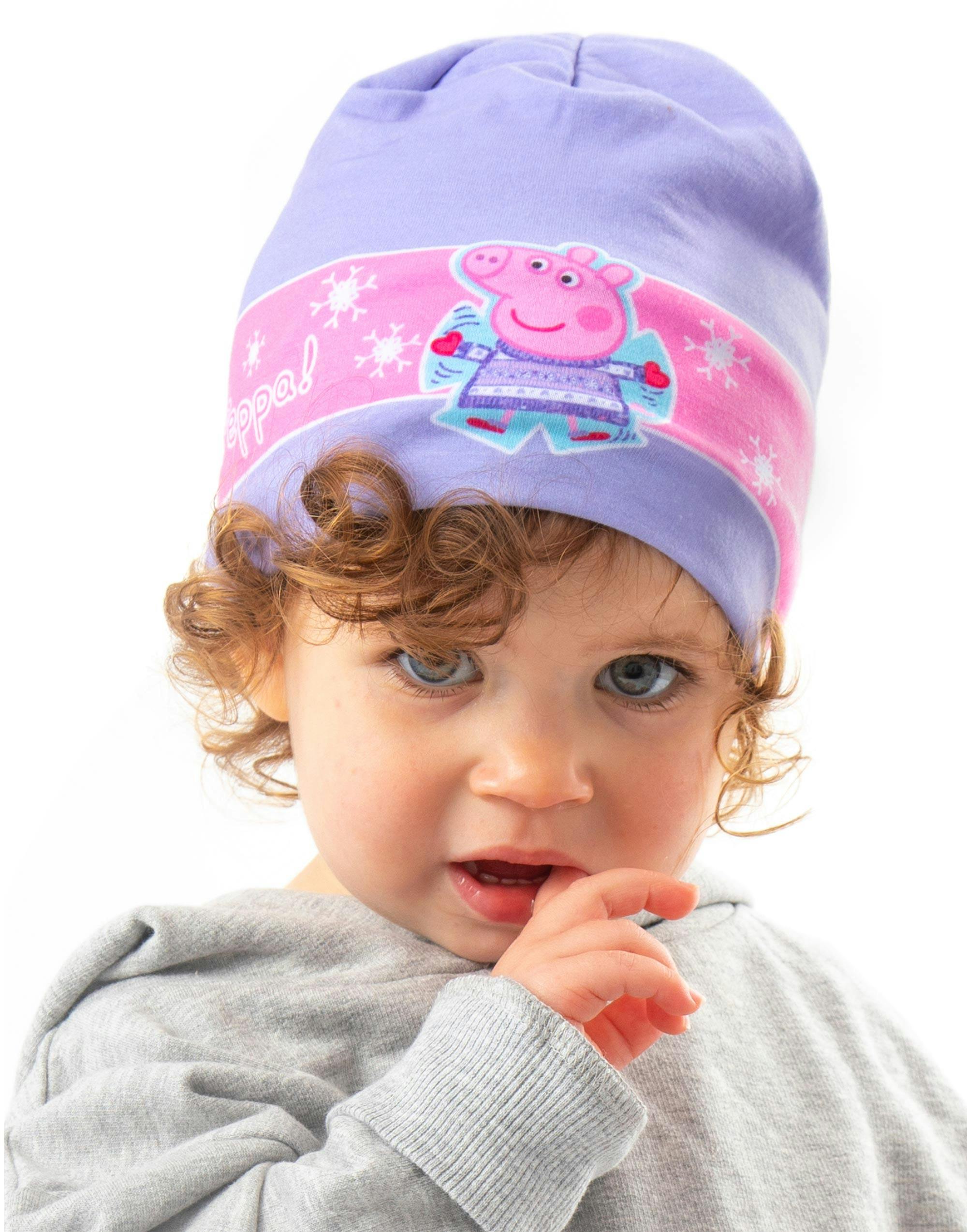Vanilla Underground Girls Purple Peppa Pig Character Beanie Hat - M-L