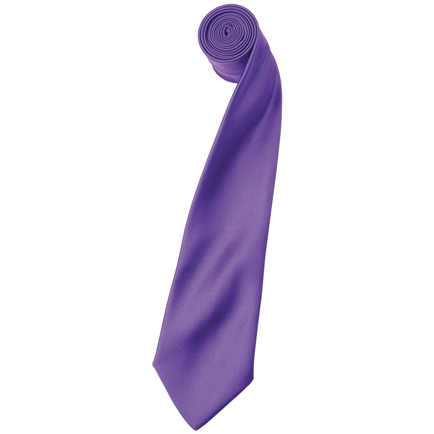 Premier Unisex Adult Colours Satin Tie (Rich Violet) - One Size - Image 3