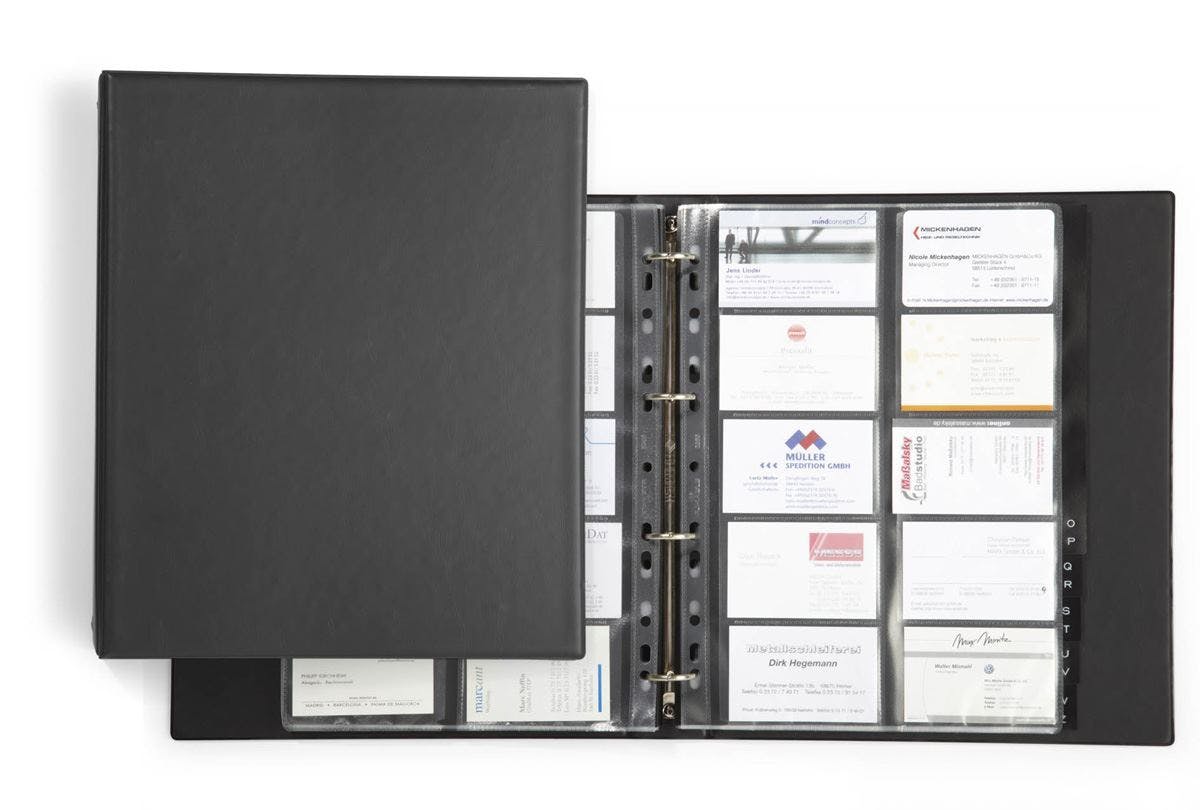 Durable Black Visifix 400 Business Card Ring Binder Album | A-Z Index Tabs | A4