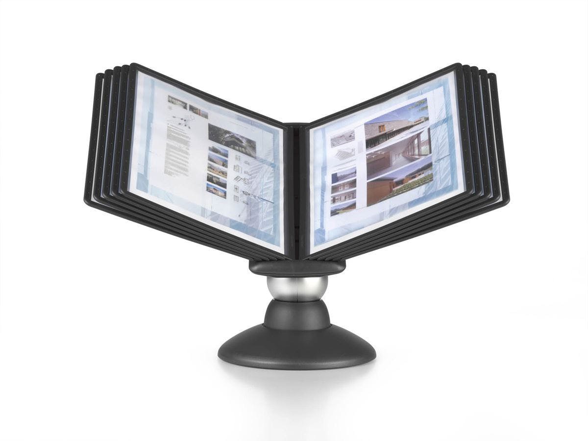 Durable Black Sherpa Motion 360 Degree Desk Display Panel Stand | 10 Panels | A4