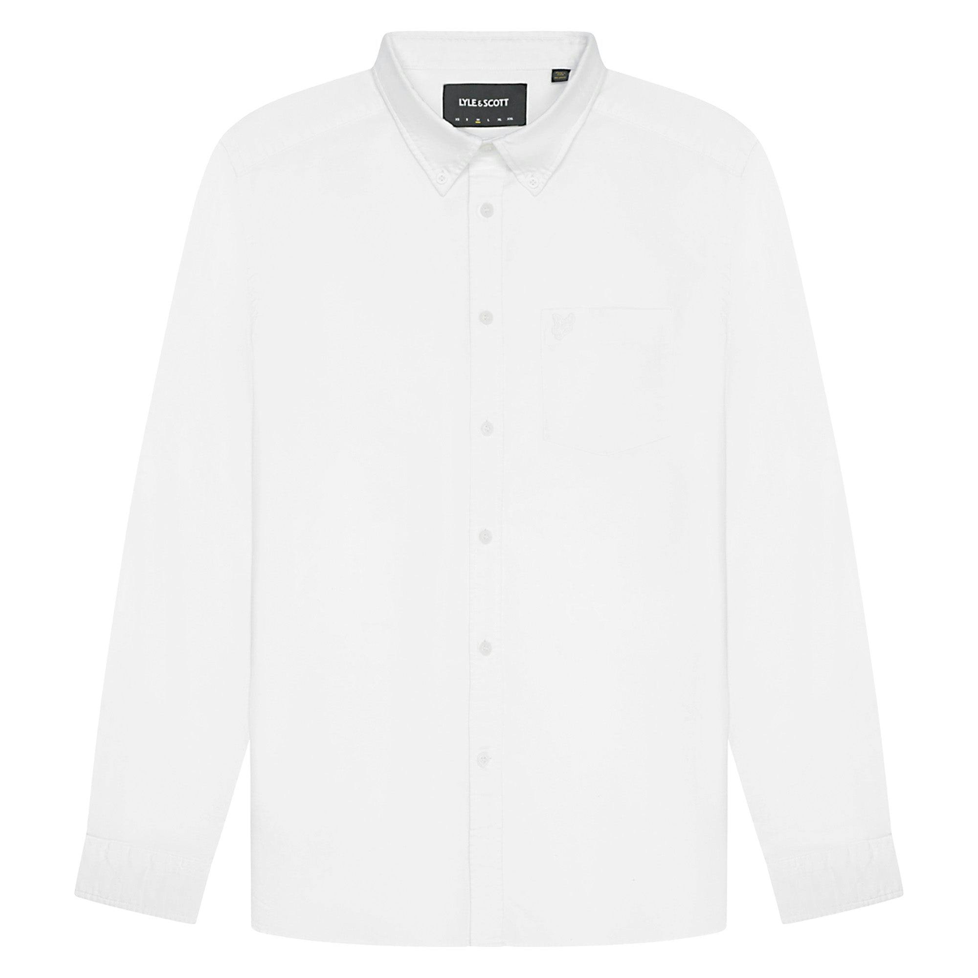 Lyle & Scott White Tonal Plain Oxford Shirt - Medium
