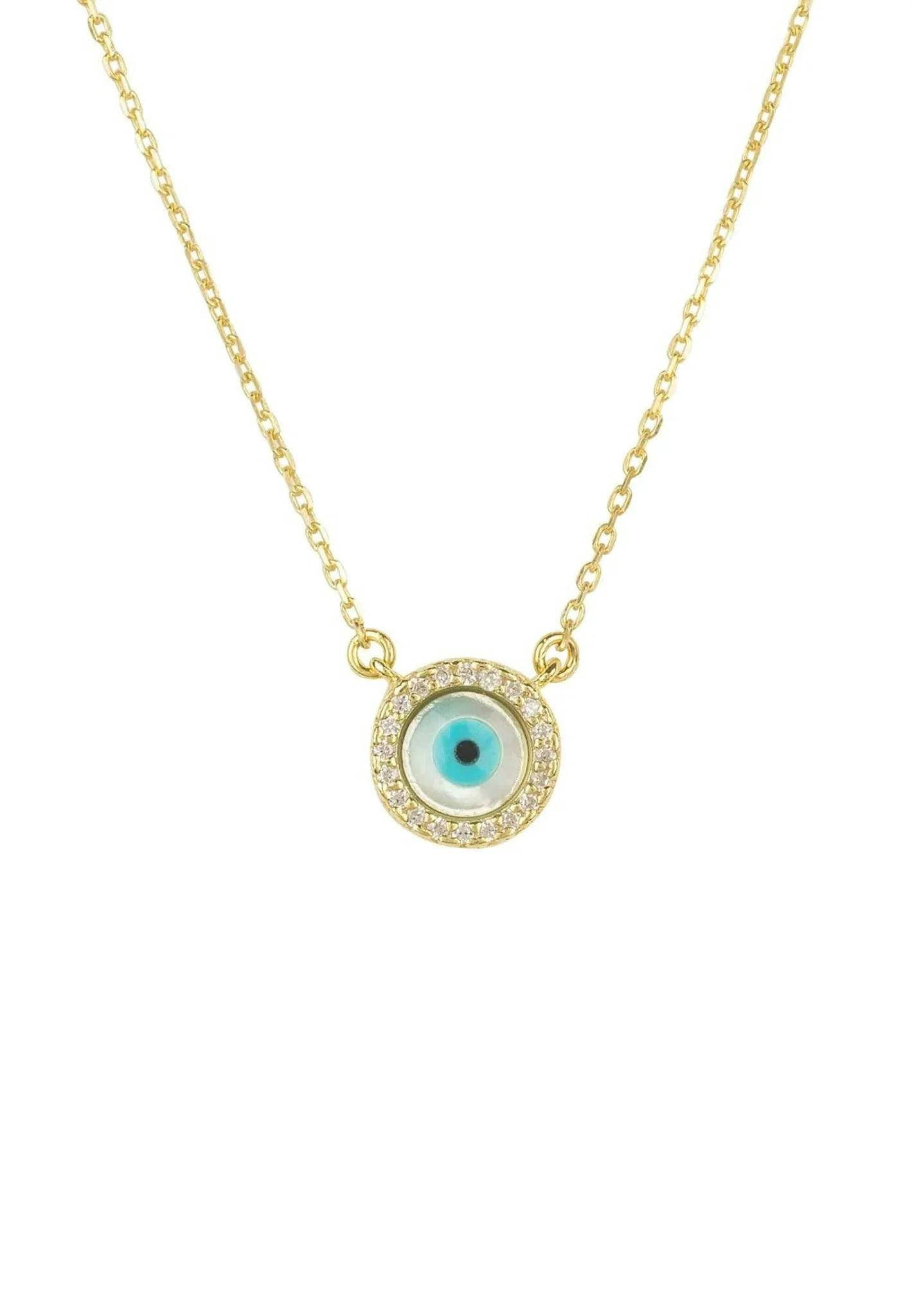 Latelita Gold Evil Eye Mother Of Pearl Necklace Cz