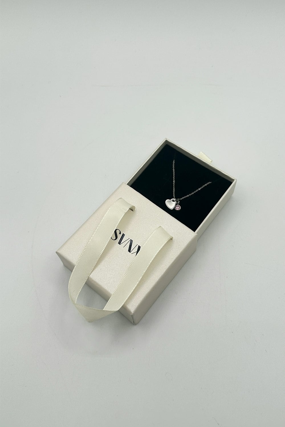 Svnx Silver Mini Heart & October Birthstone Necklace In Colour - Gift Boxed - One Size