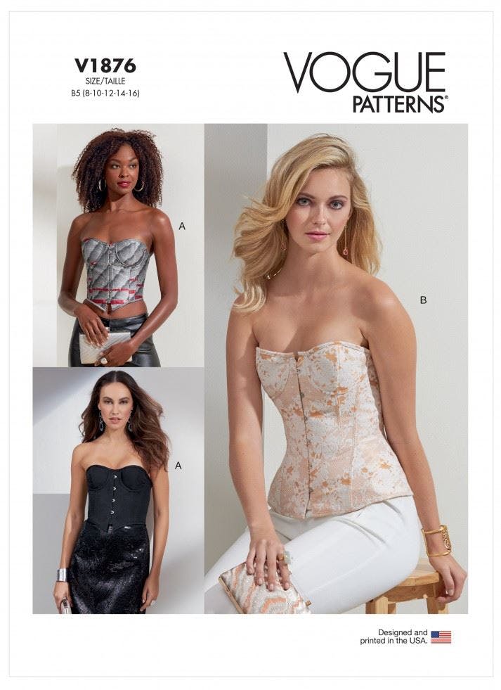 Vogue Women's Sewing Pattern 1876, Corsets For B5 (8-10-12-14-16) - Advanced - F5 (16-18-20-22-24)