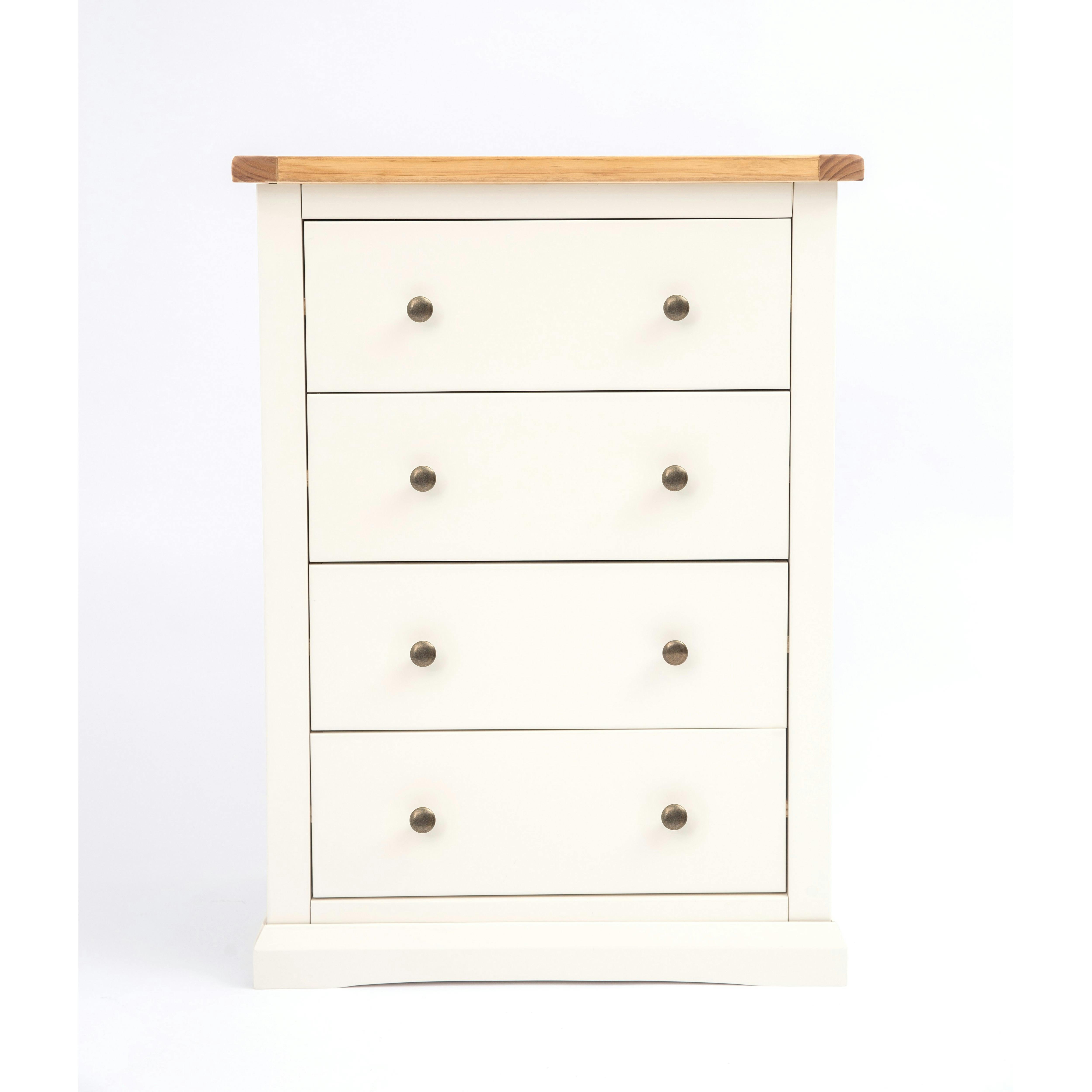 Rackhams White Castelli 4 Drawer Chest Of Drawers Brass Knob - Off
