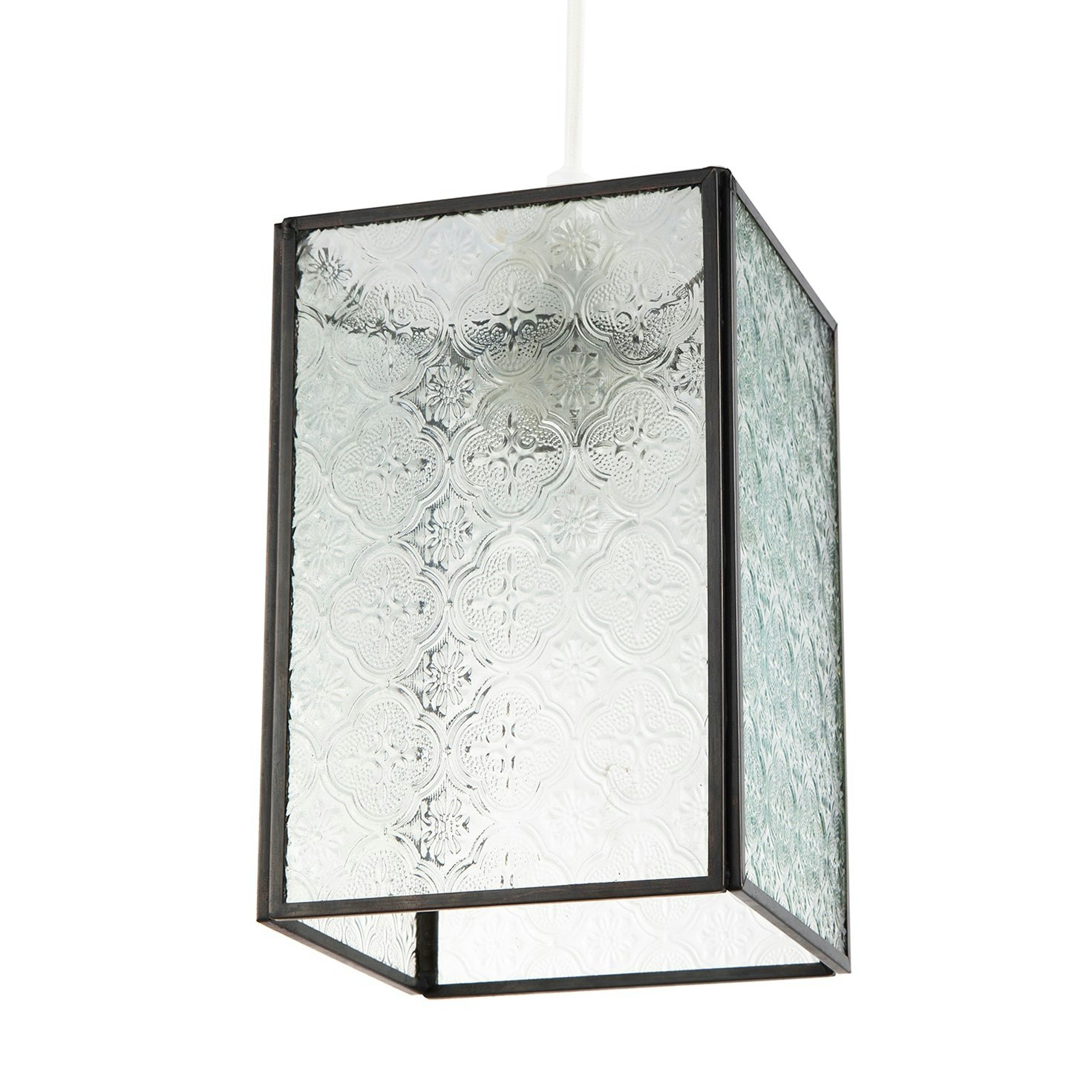 Rackhams Bronze Vintage Traditional Pendant Shade With Clear Moroccan Glass