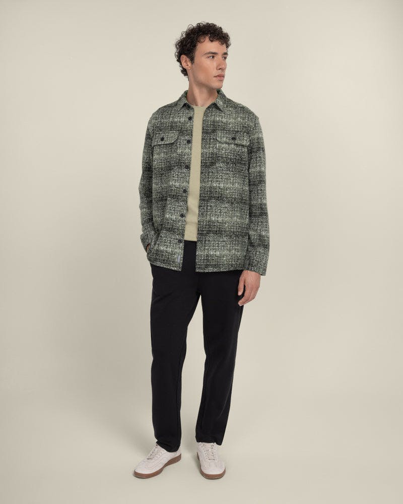 Larsson & Co Dragor - Shadow Check Jersey Casual Overshirt - Khaki - S