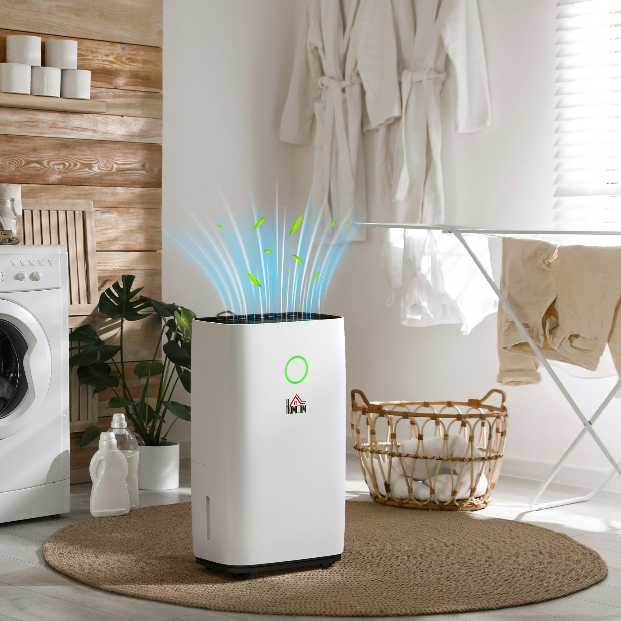 Homcom White Portable Quiet Dehumidifier For Home Electric Air Dehumidifier - 16L/Day