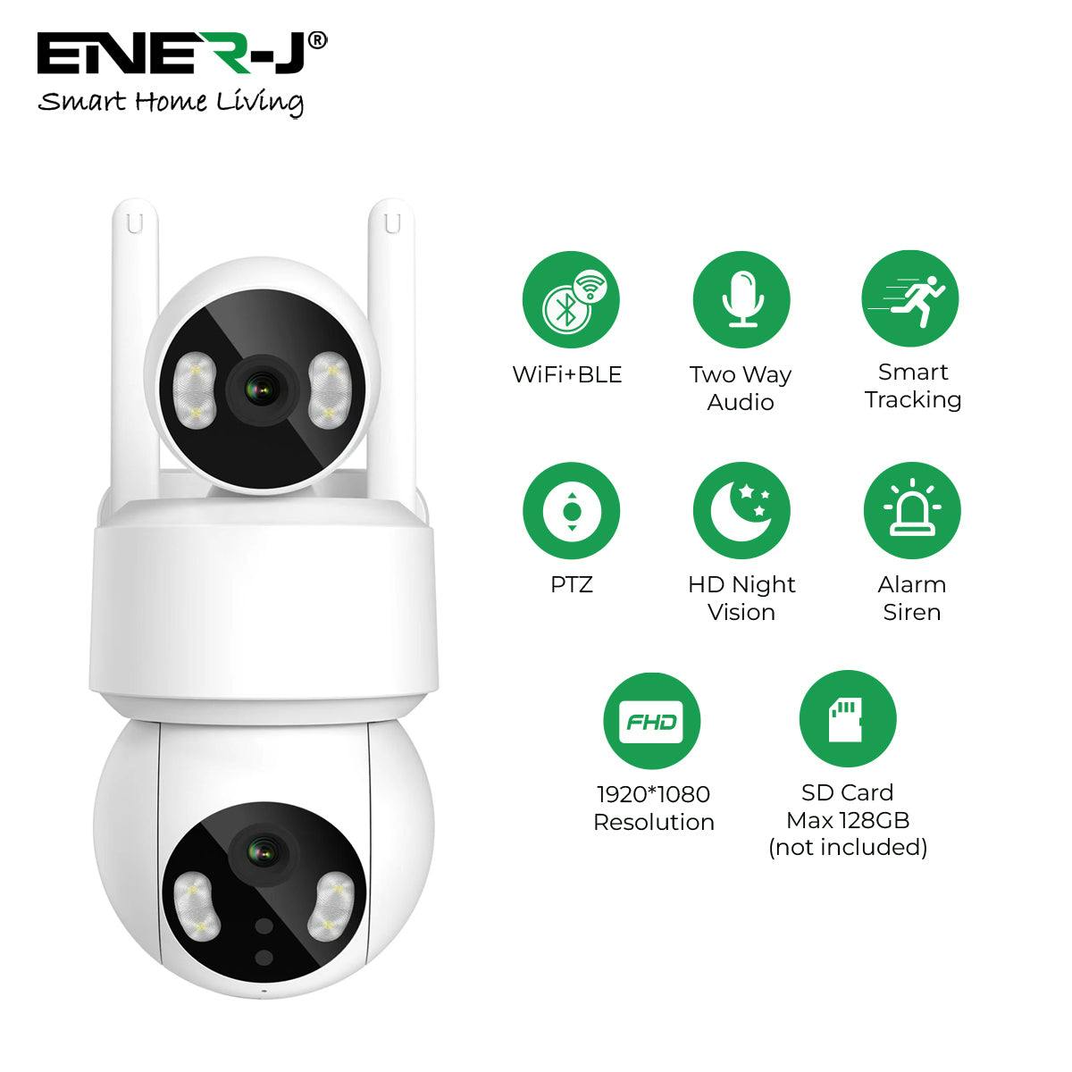 Ener-J White Smart Wi-Fi Dual Lens Outdoor Dome Ip Camera - Housing, Ip65