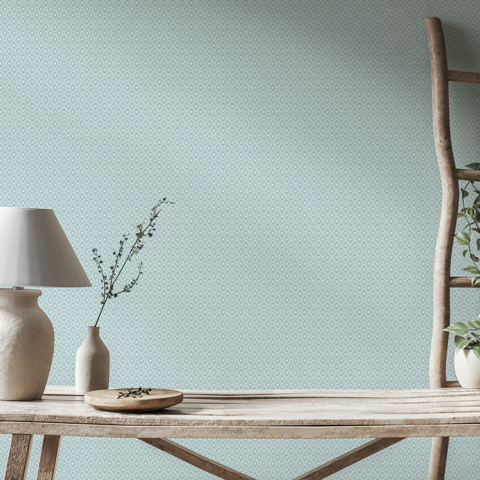 Rackhams Ditsy Diamond - Denim Mix 10M Wallpaper