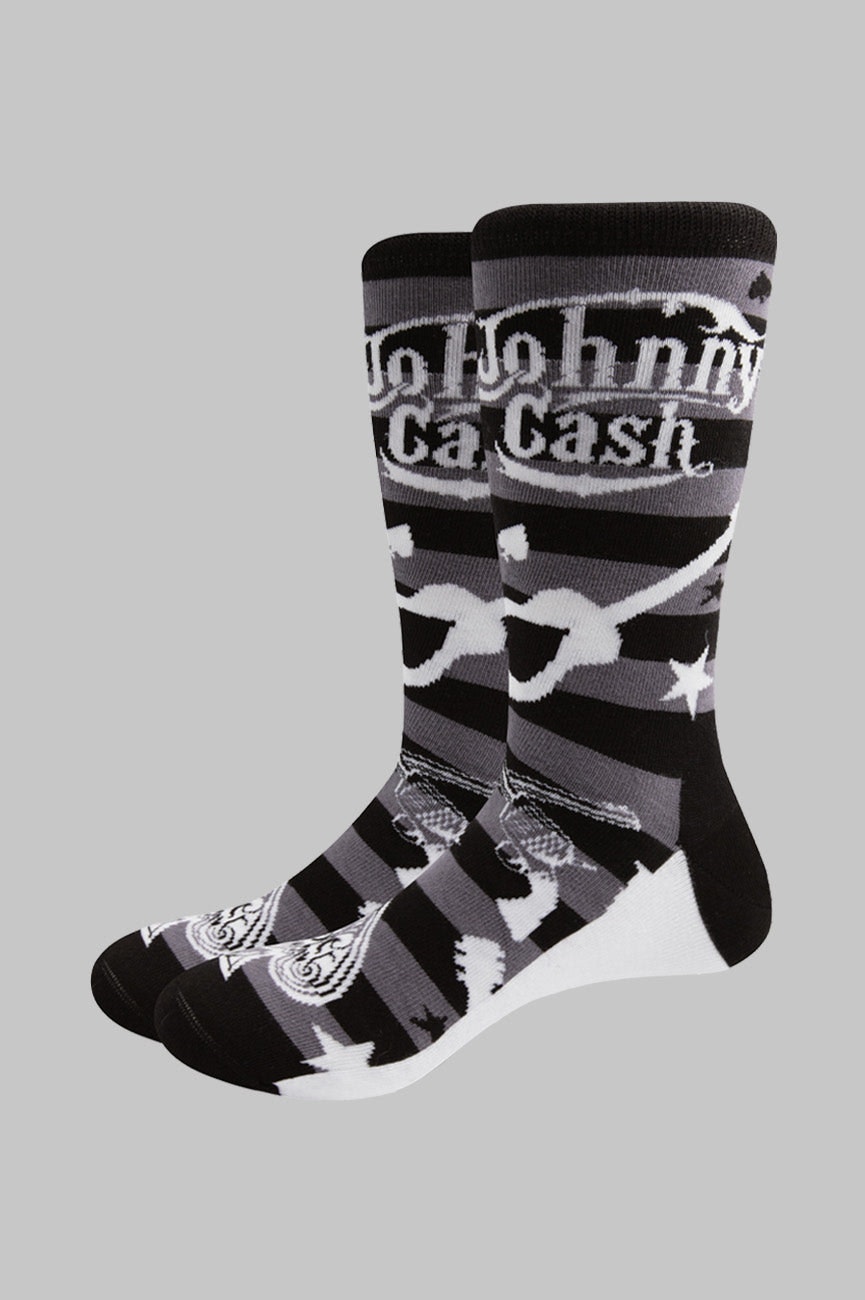 Paradiso Clothing Unisex Black Johnny Cash Guitars N Guns Socks