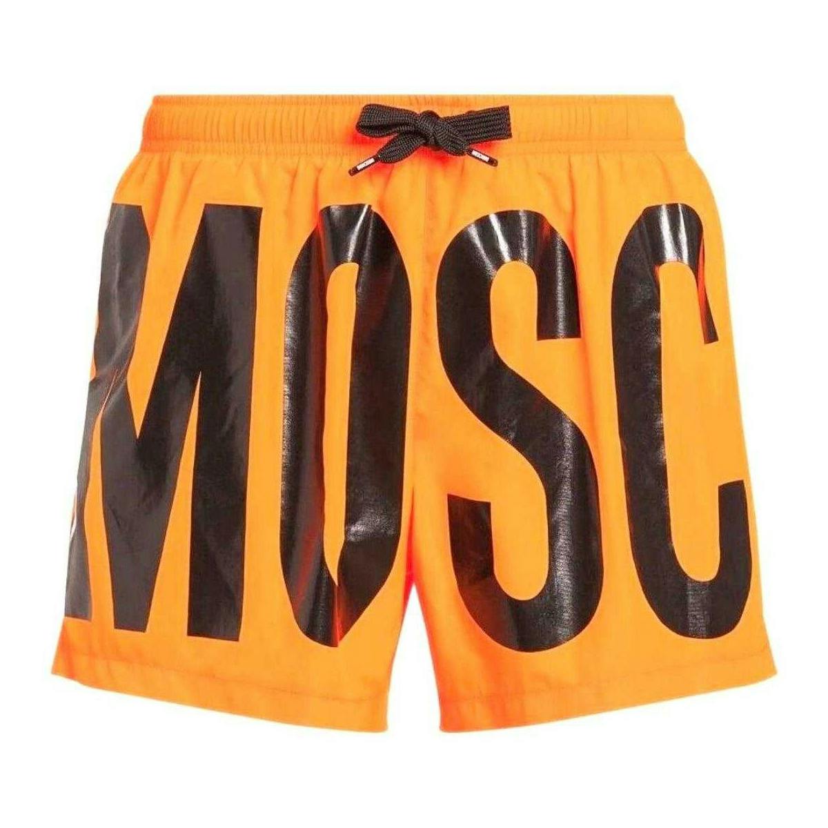 Moschino Men's Orange Logo Swim Shorts - Bright - Xl - Bright - 100% Polyester